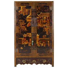 Chinese Export Two-Door Lacquered Wedding Style Cabinet