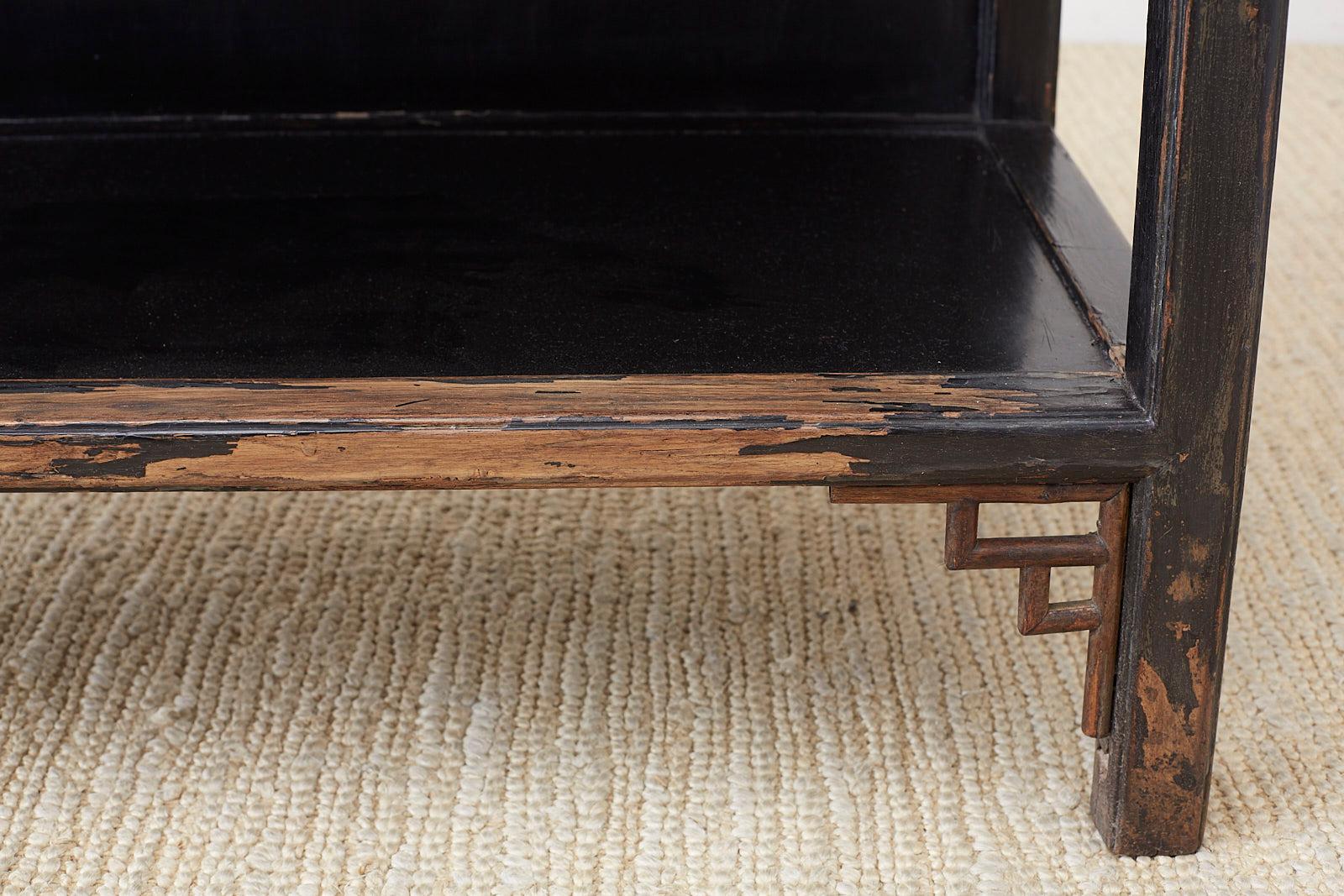 Chinese Export Two-Drawer Lacquered Console Table 8