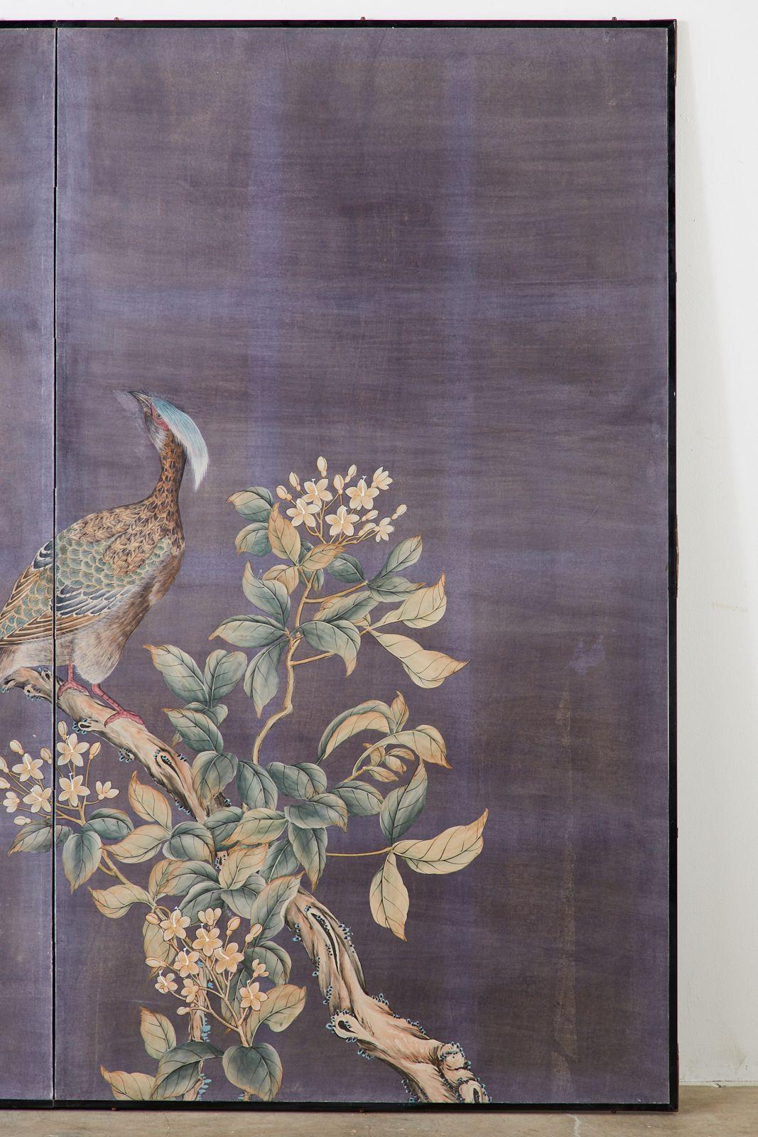 Chinese Export Two-Panel Hand Painted Wallpaper Screen 5