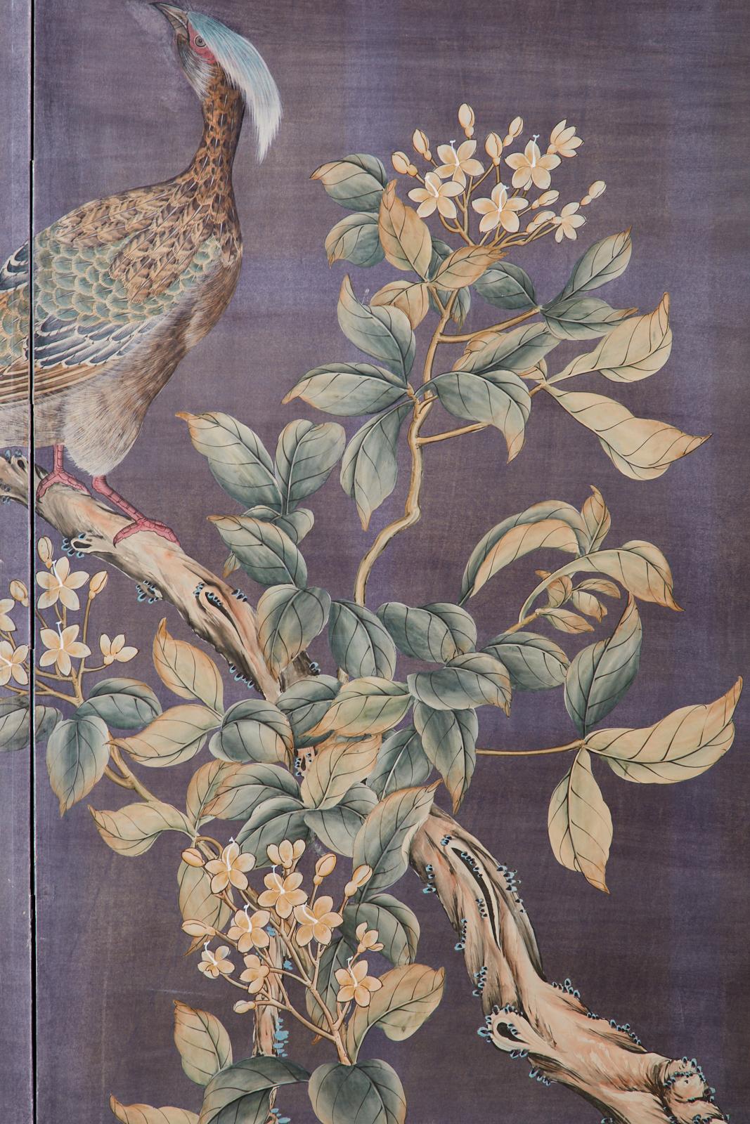 Chinese Export Two-Panel Hand Painted Wallpaper Screen 8