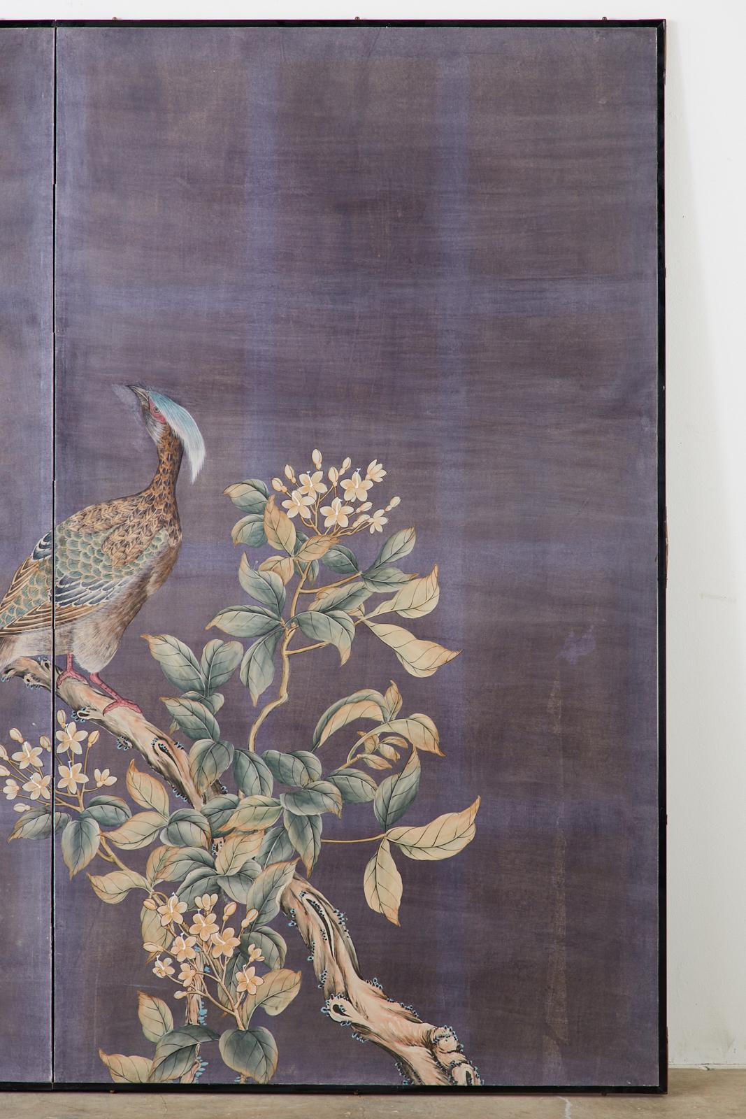Chinese Export Two-Panel Hand Painted Wallpaper Screen 10