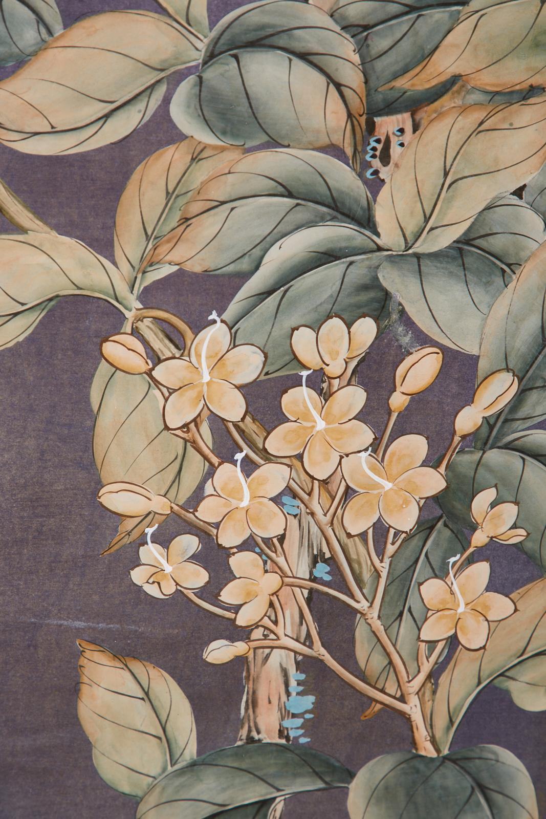 Chinese Export Two-Panel Hand Painted Wallpaper Screen 12