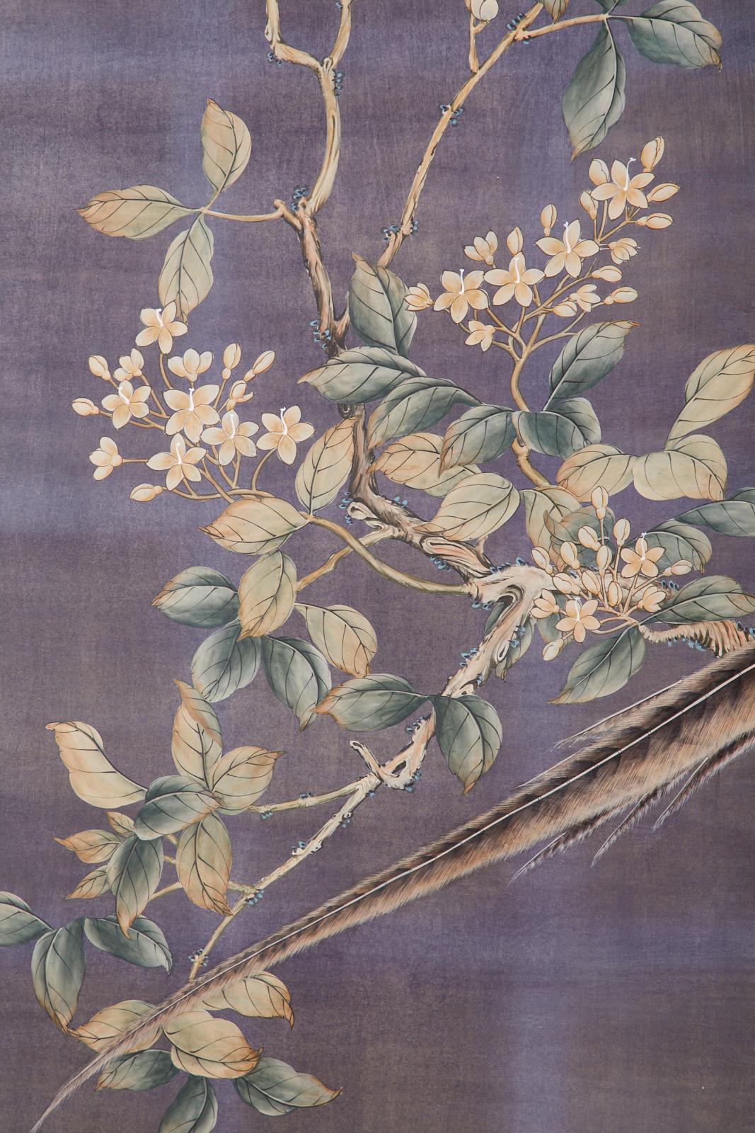 Chinese Export Two-Panel Hand Painted Wallpaper Screen 13