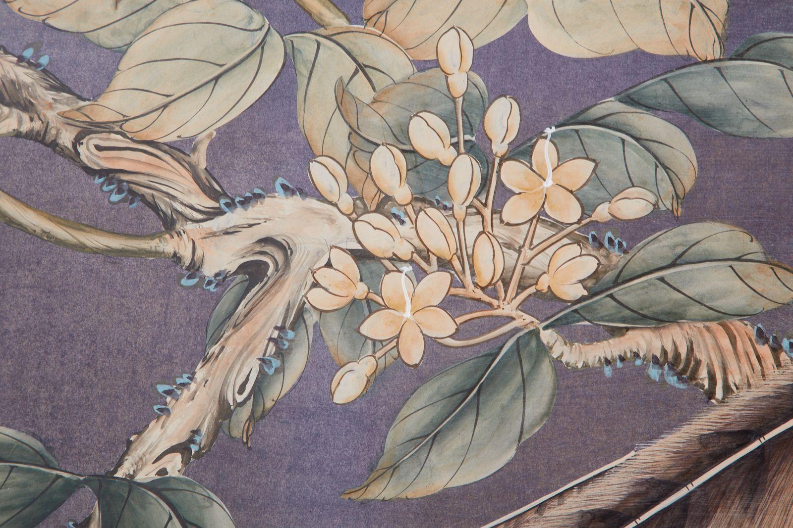 Chinese Export Two-Panel Hand Painted Wallpaper Screen In Good Condition In Rio Vista, CA