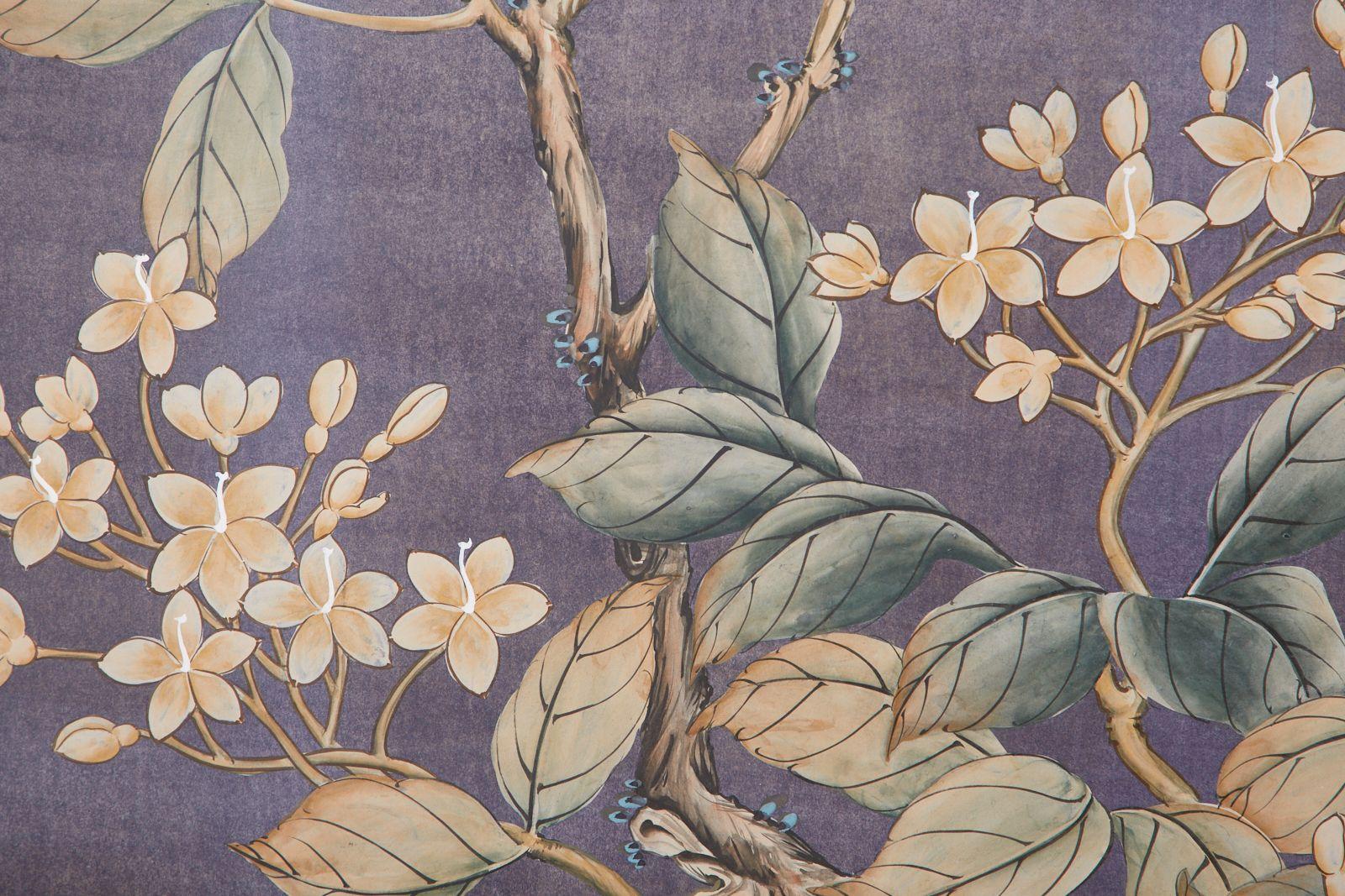 20th Century Chinese Export Two-Panel Hand Painted Wallpaper Screen