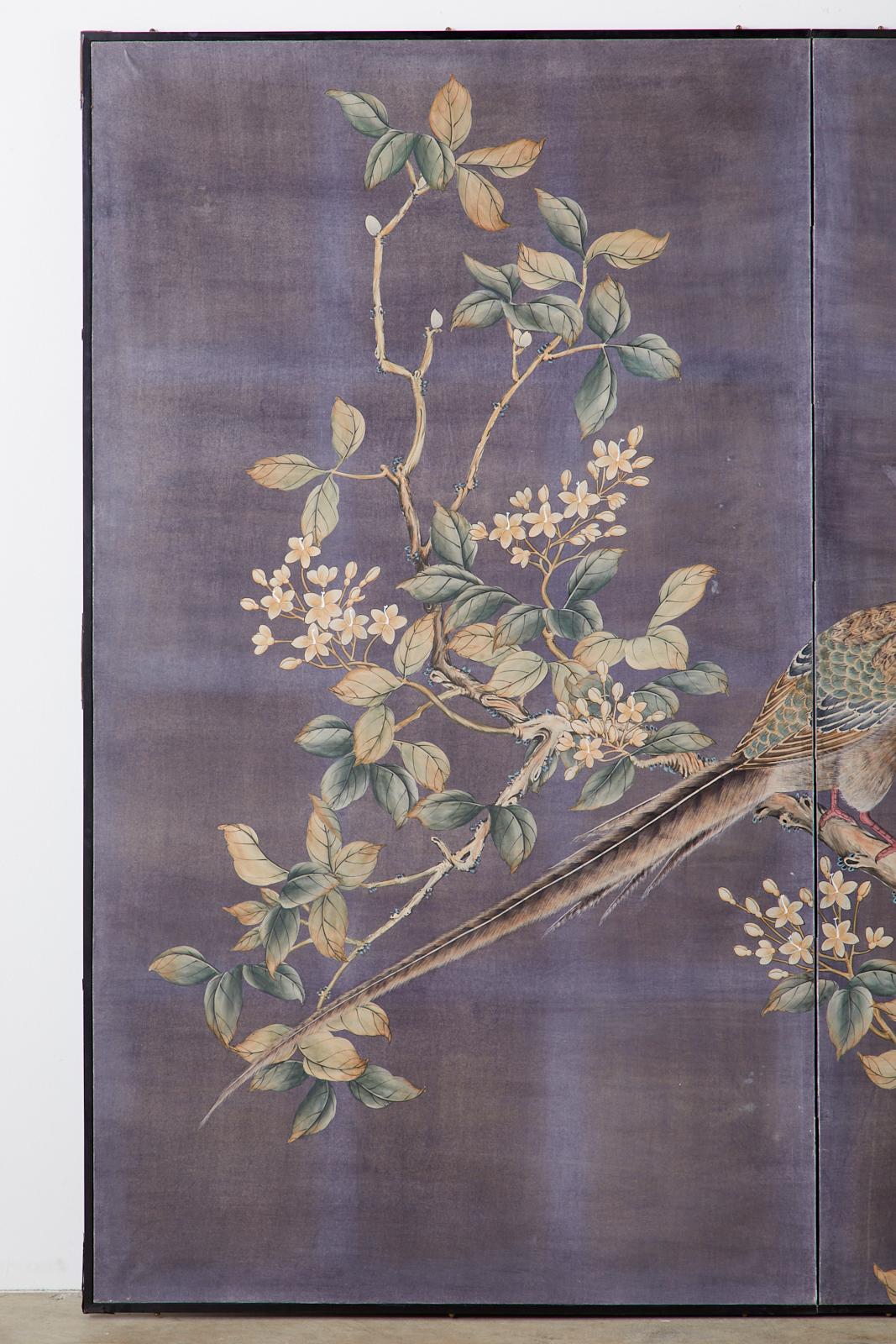 Chinese Export Two-Panel Hand Painted Wallpaper Screen 3