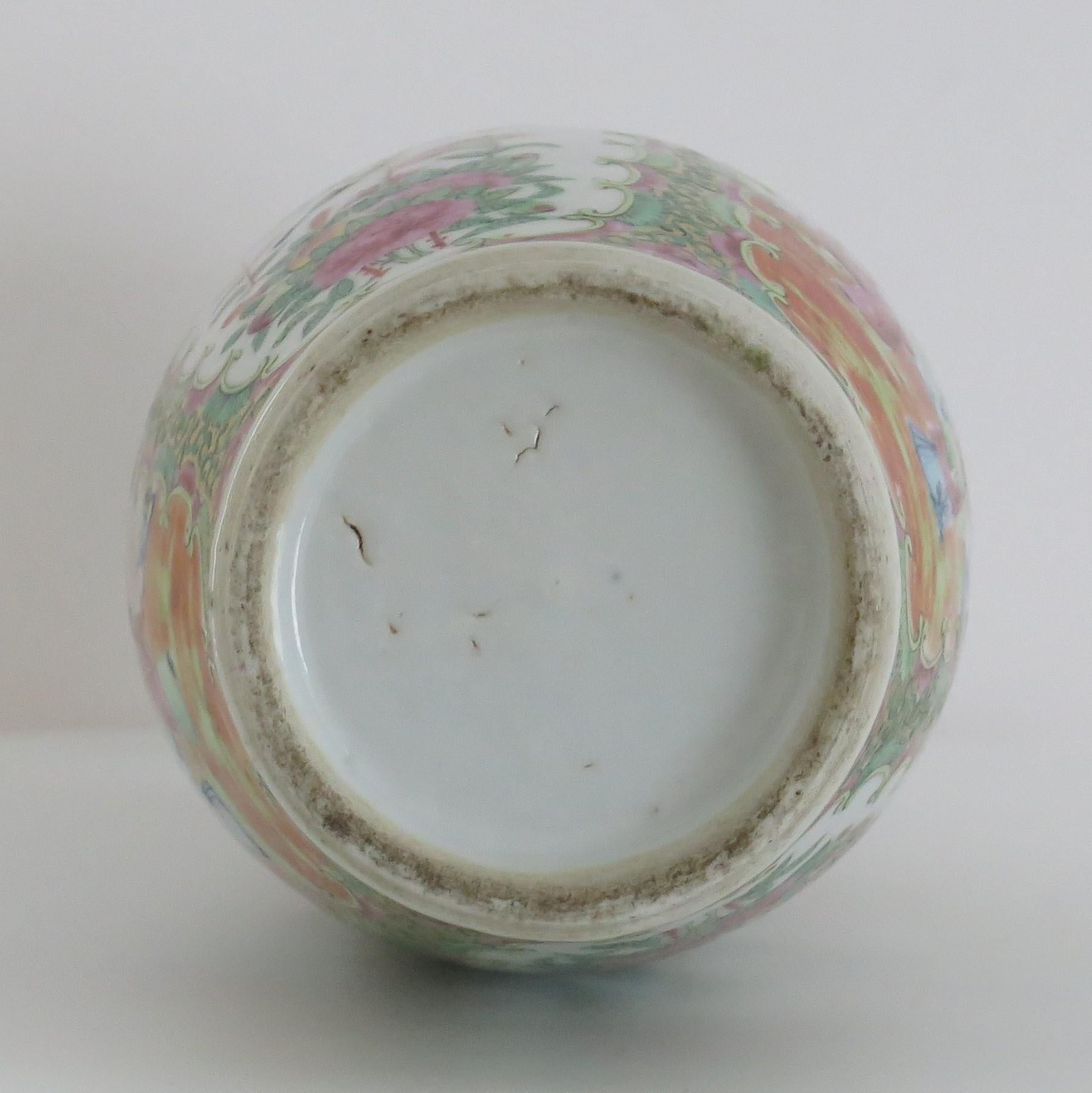 Chinese Export Vase Canton Rose Medallion Porcelain, Qing, circa 1840 For Sale 12