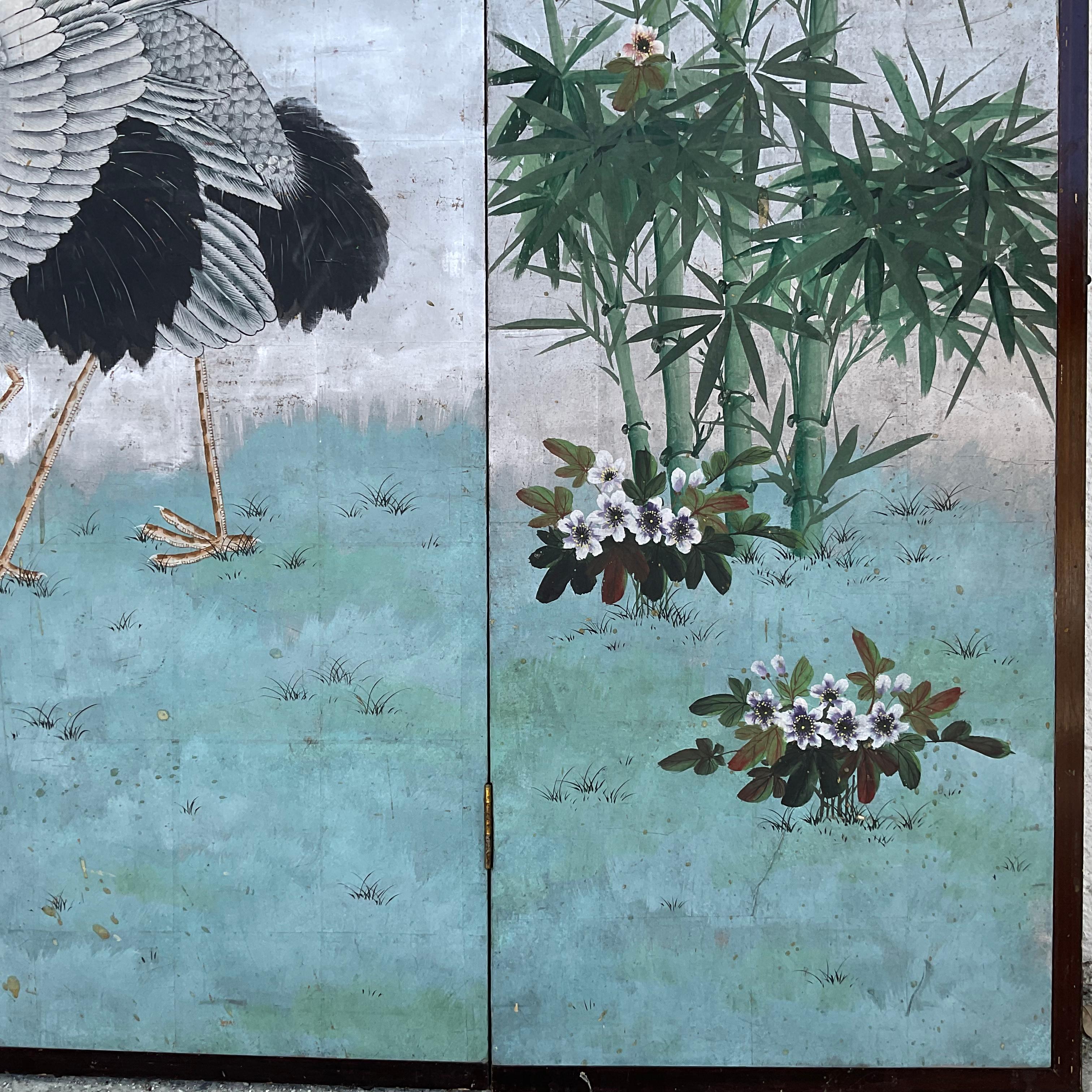 Chinese Export Wallpaper Four Panel Screen In Good Condition In Bradenton, FL