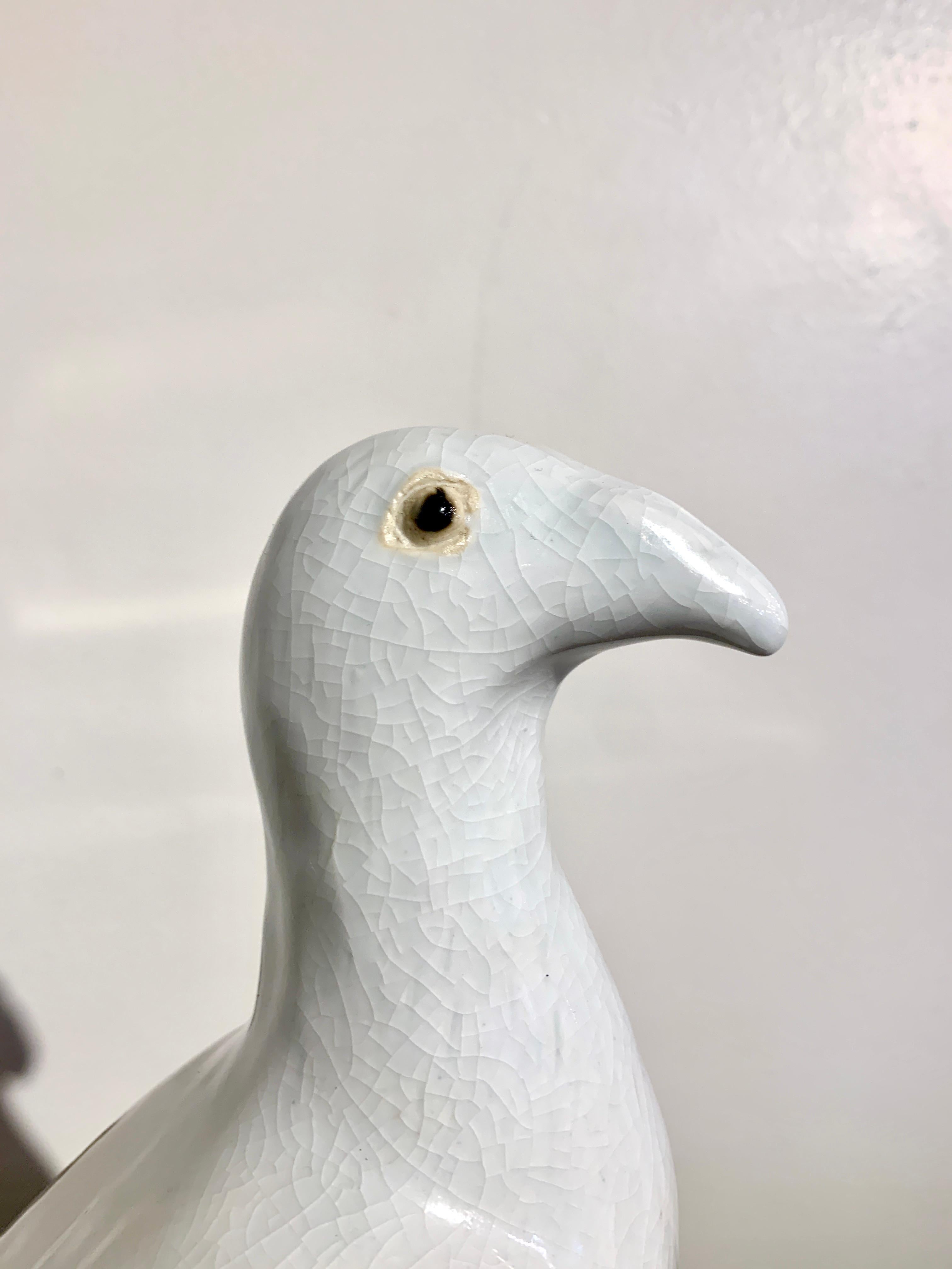Chinese Export White Glazed Porcelain Dove, Early-Mid 20th Century, China 4