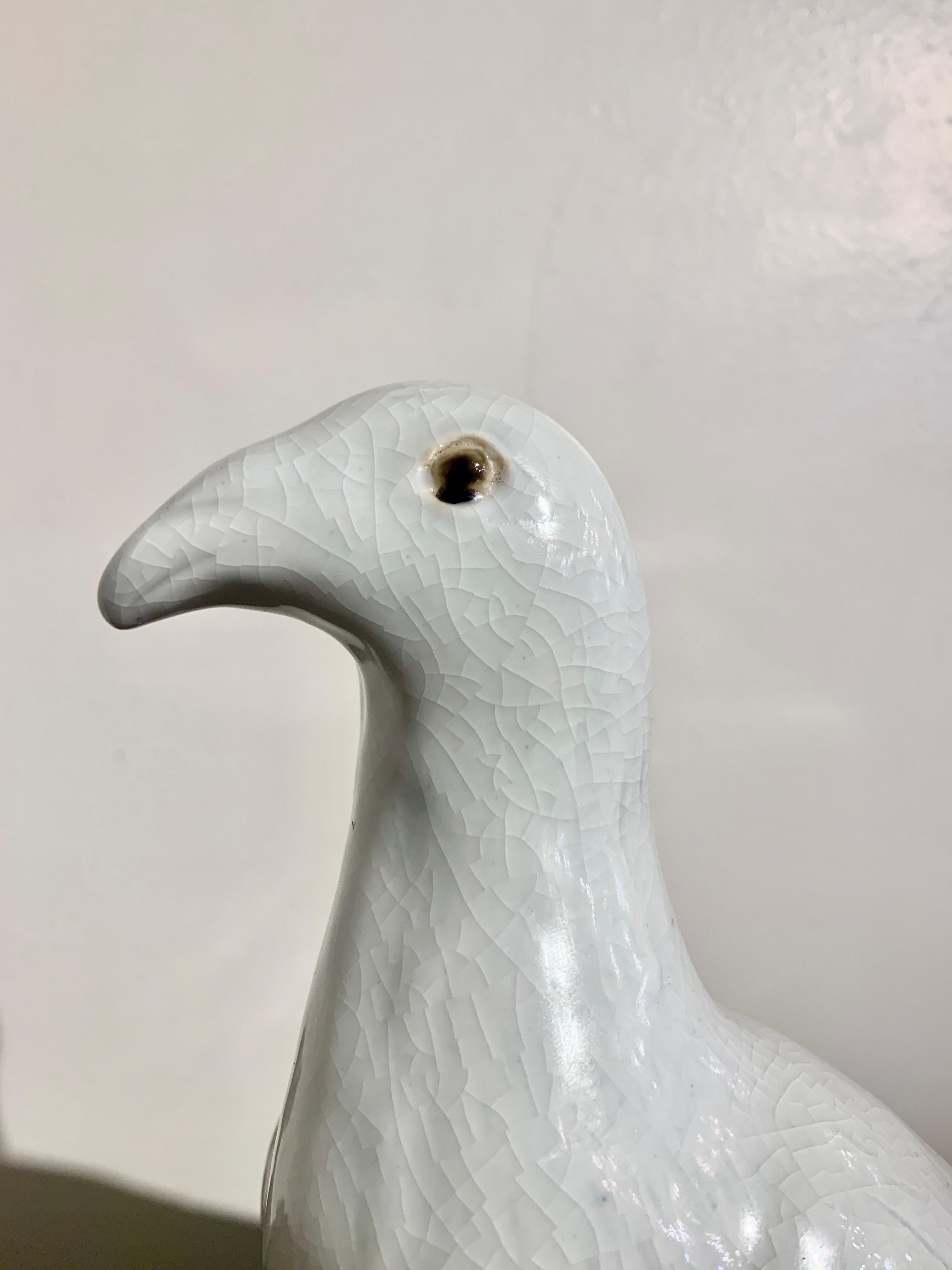 Chinese Export White Glazed Porcelain Dove, Early-Mid 20th Century, China 5