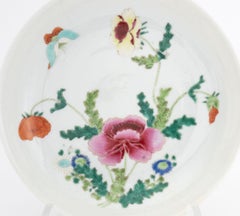 Chinese Famile Rose Porcelain Butterfly and Flower Motif Plate