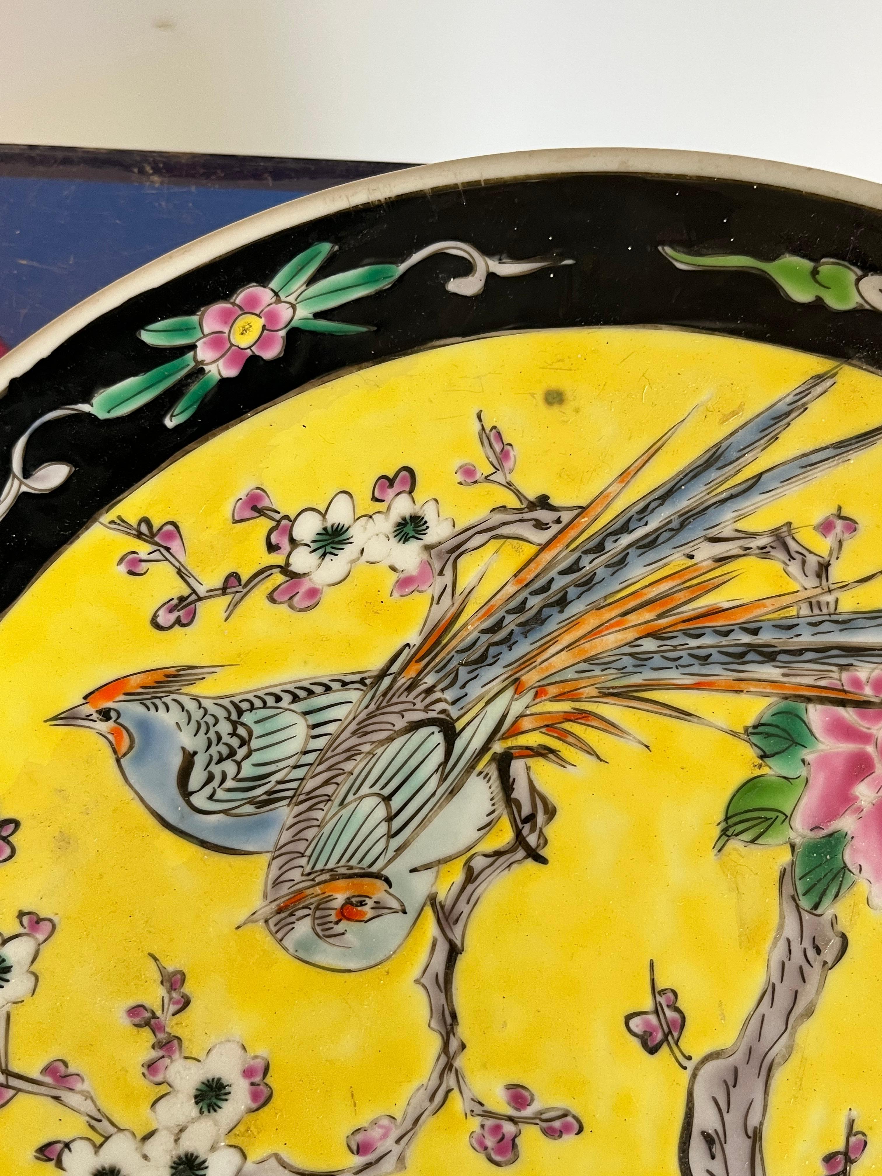 Chinese Famille Jaune Decorative Plate, Qing For Sale 2