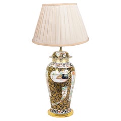 Antique Chinese Famille Noare style vase lamp. C19th