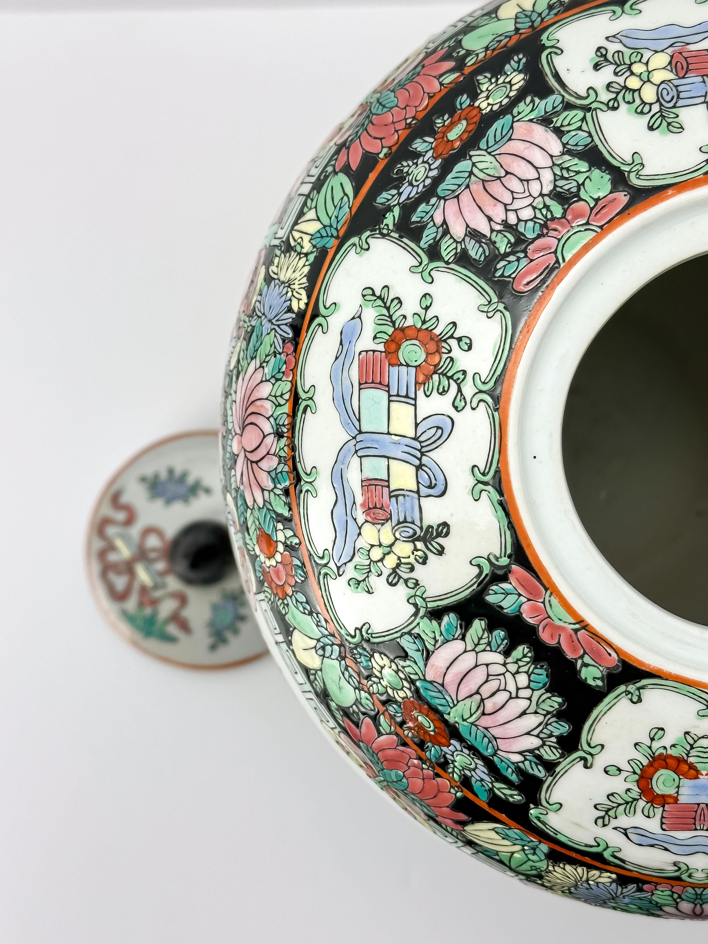 Large Porcelain Ginger Jar, Famille Noire, China c1930s In Good Condition For Sale In Glasgow, GB