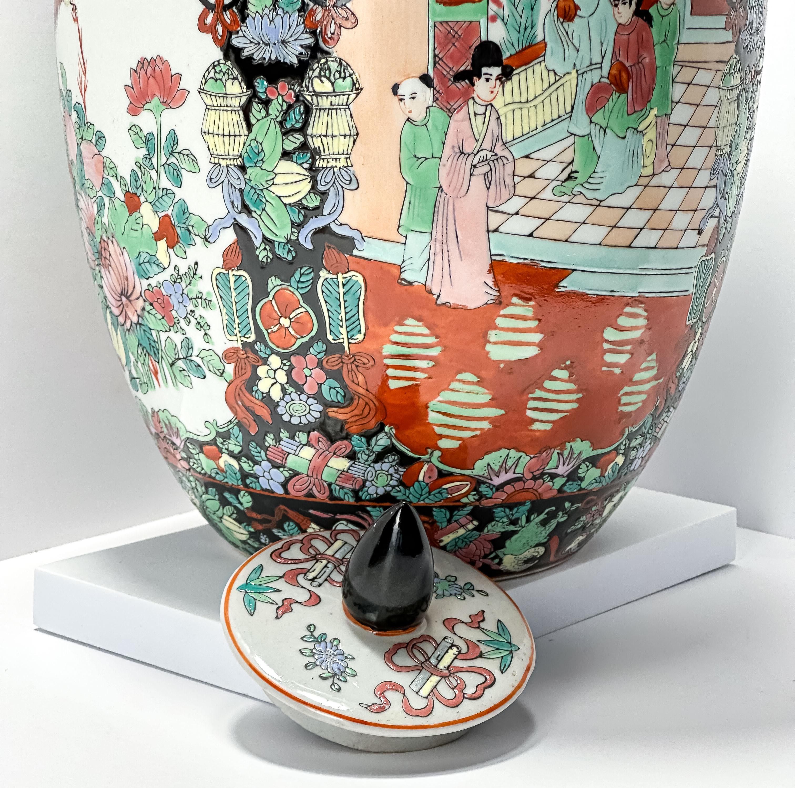 Enamel Large Porcelain Ginger Jar, Famille Noire, China c1930s For Sale