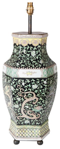 Chinese Famille Noire Vase or Lamp