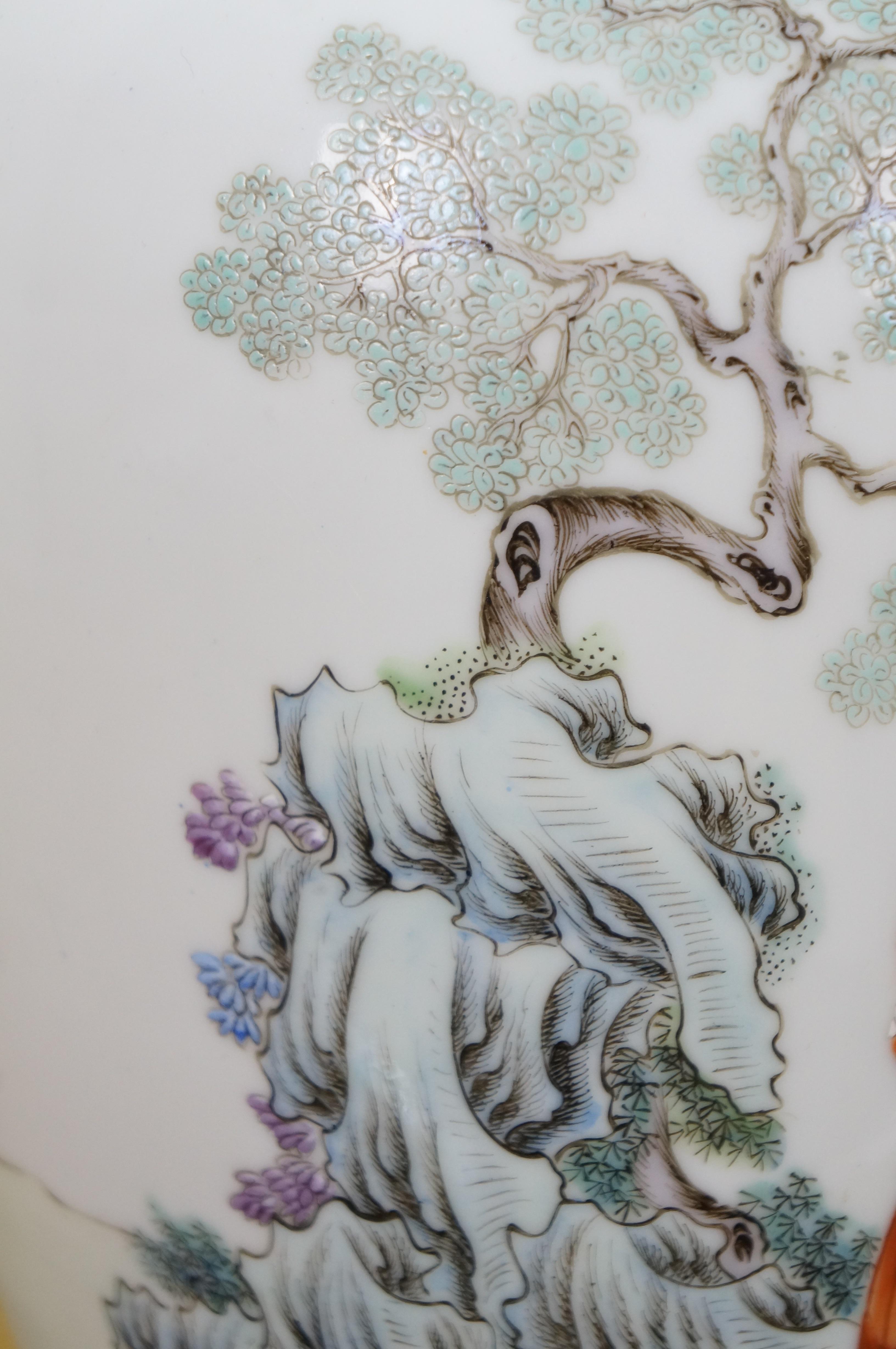 20th Century Chinese Famille Porcelain Ginger Jar Mantel Vase Urn Scholar Warrior Lamp 29