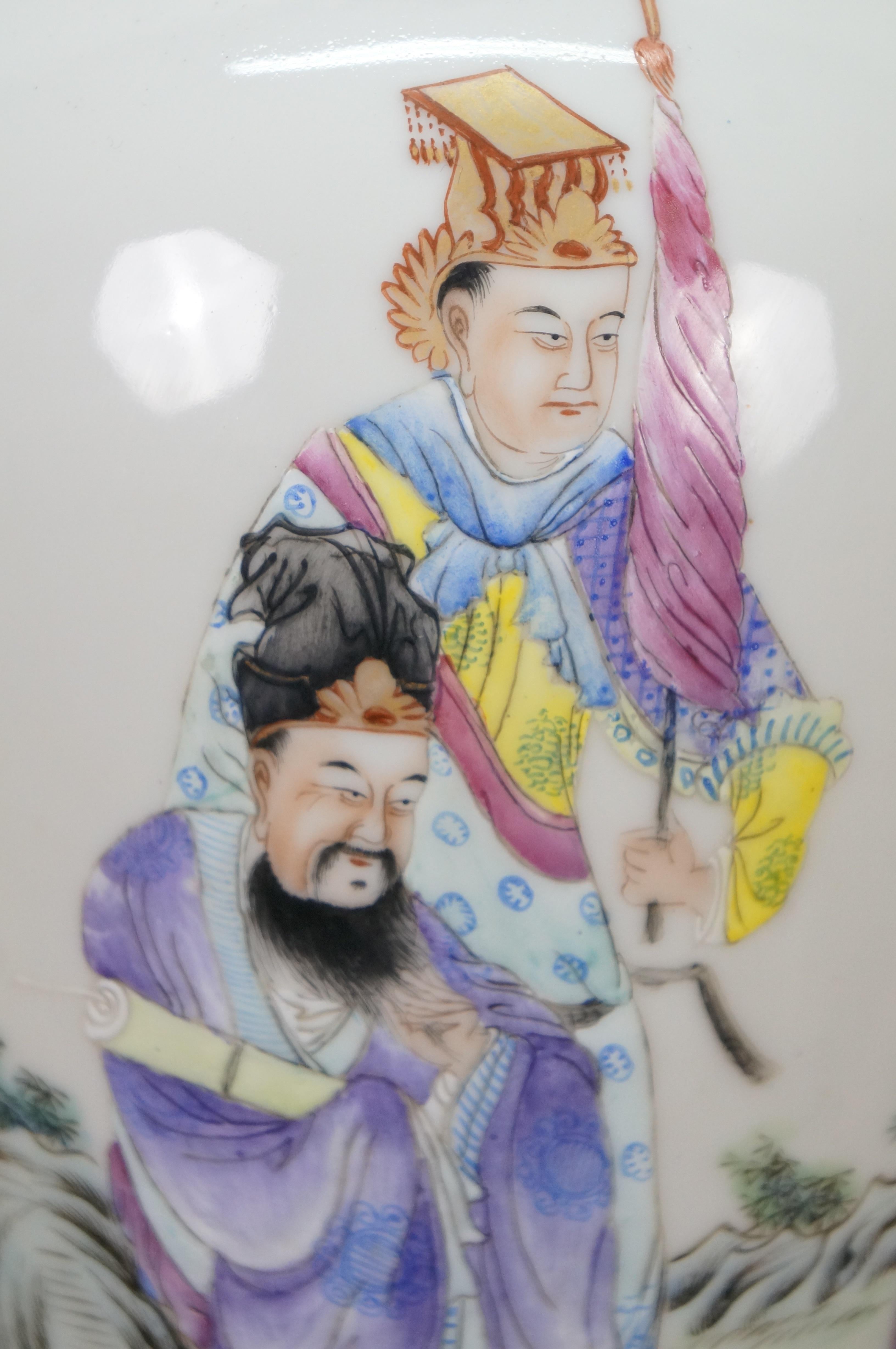 Chinese Famille Porcelain Ginger Jar Mantel Vase Urn Scholar Warrior Lamp 29