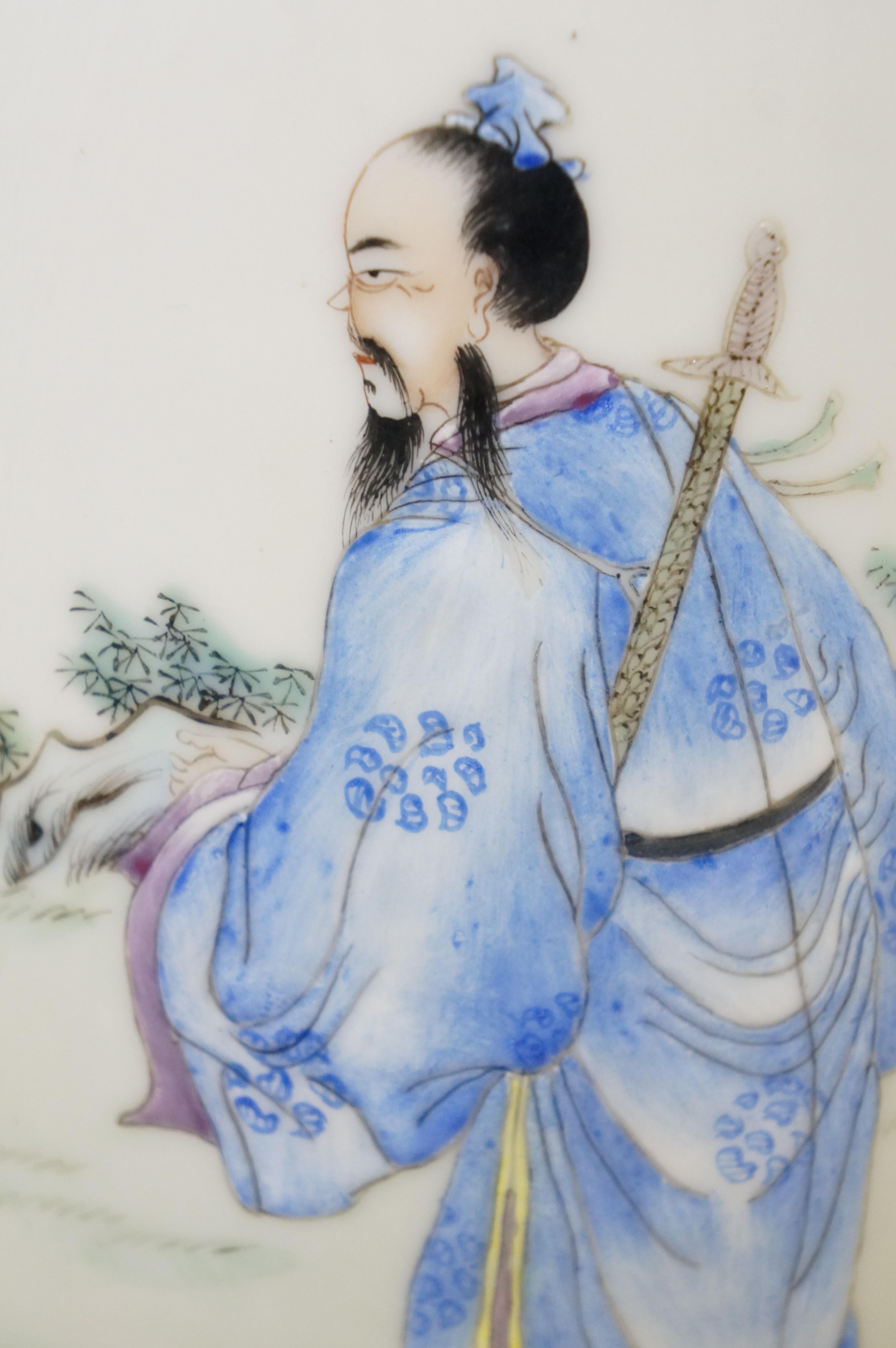 Chinese Famille Porcelain Ginger Jar Mantel Vase Urn Scholar Warrior Lamp 29