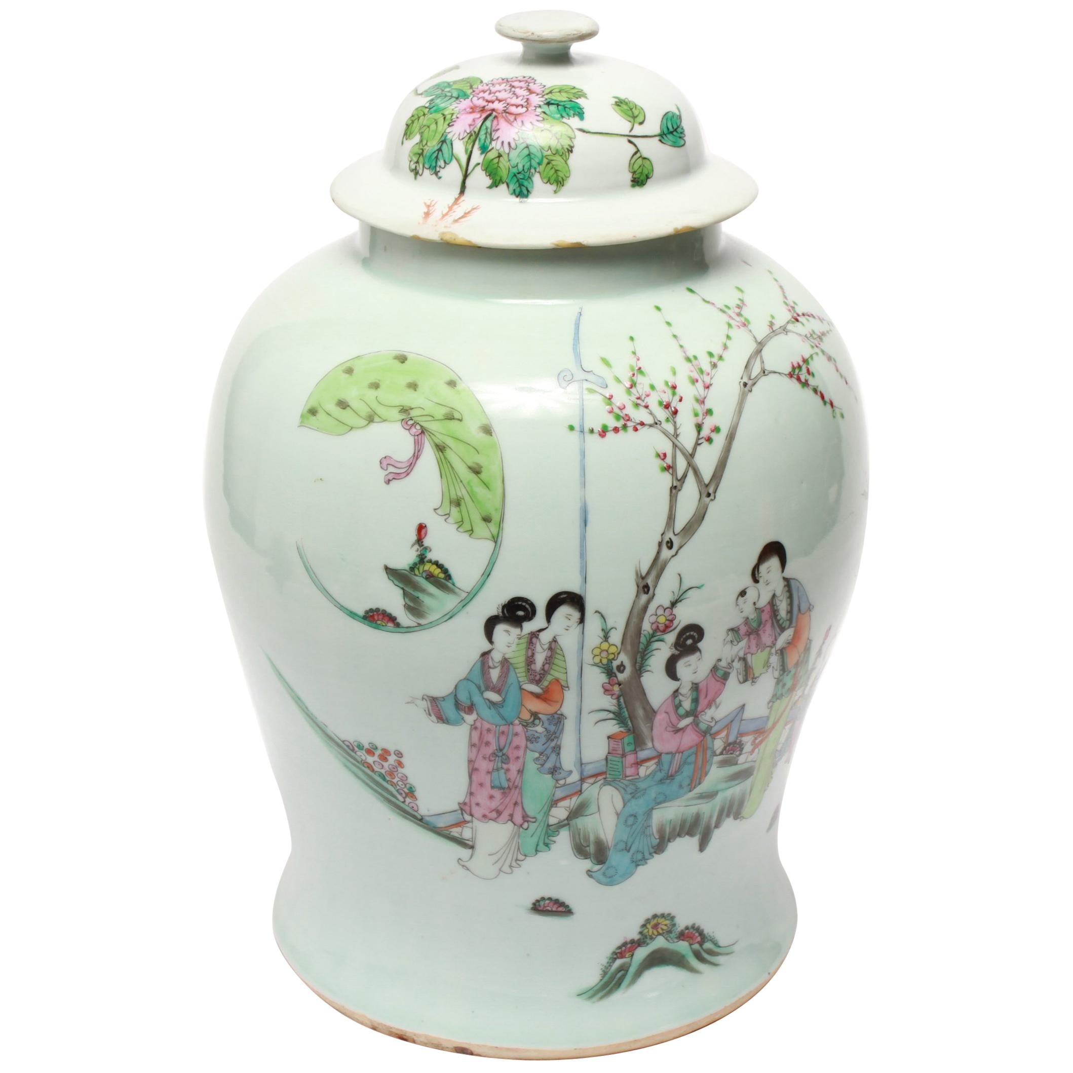 Chinese Famille Rose Baluster Jar with Lid