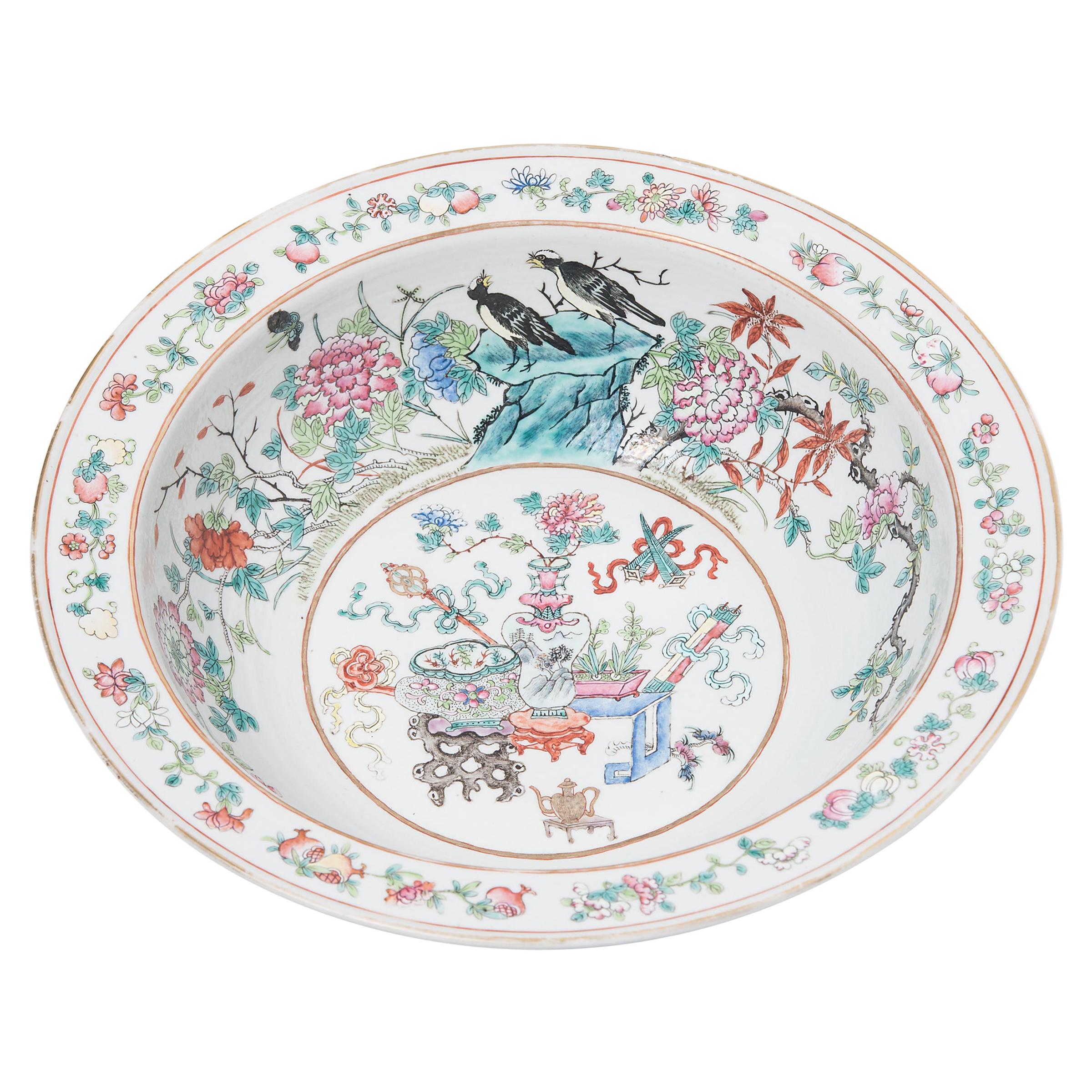 Chinese Famille Rose Bowl with Floral Arrangements, c. 1920 For Sale