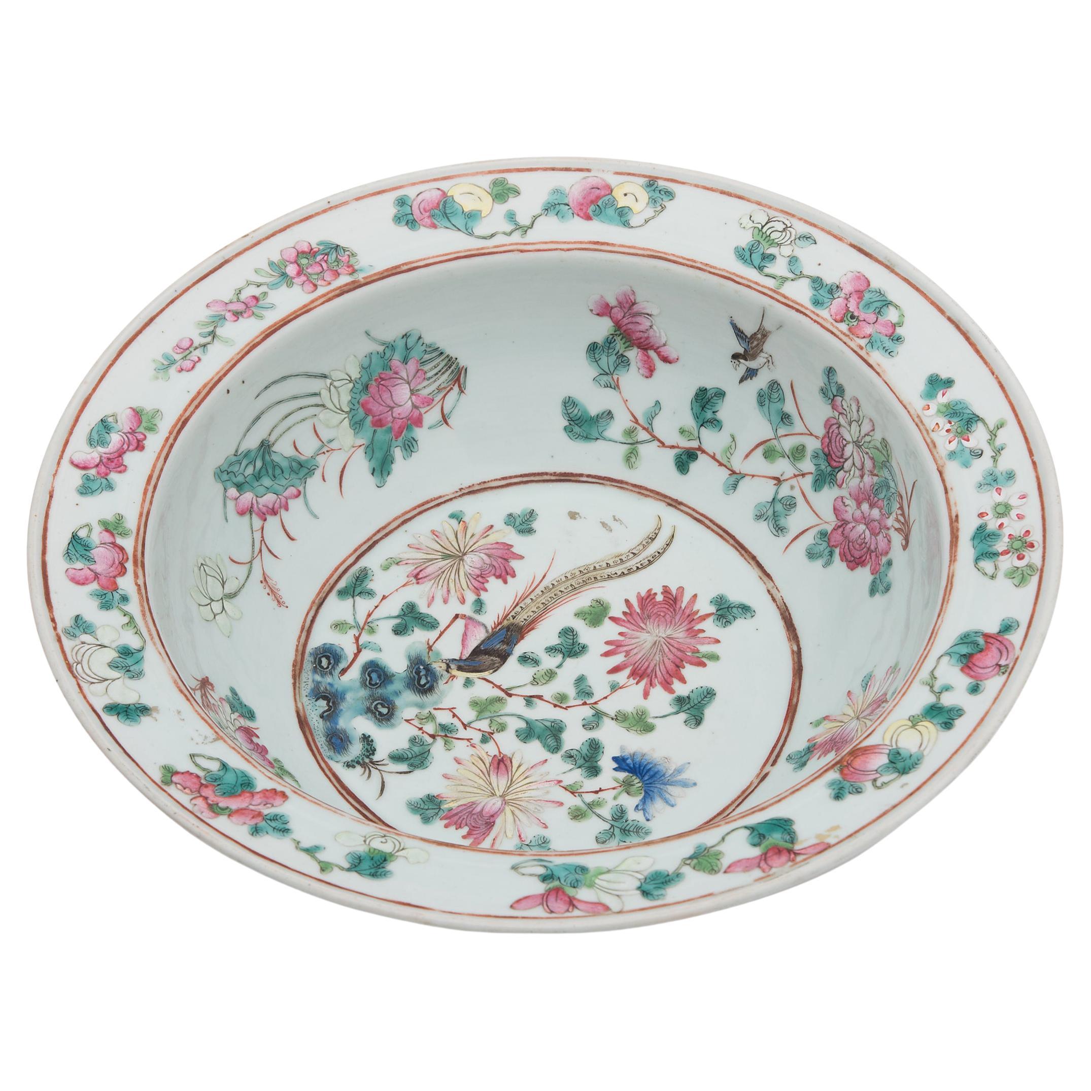 Chinese Famille Rose Bowl with Pheasant and Chrysanthemums, c. 1900
