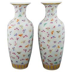 Chinese Famille Rose Butterflies Porcelain Vases