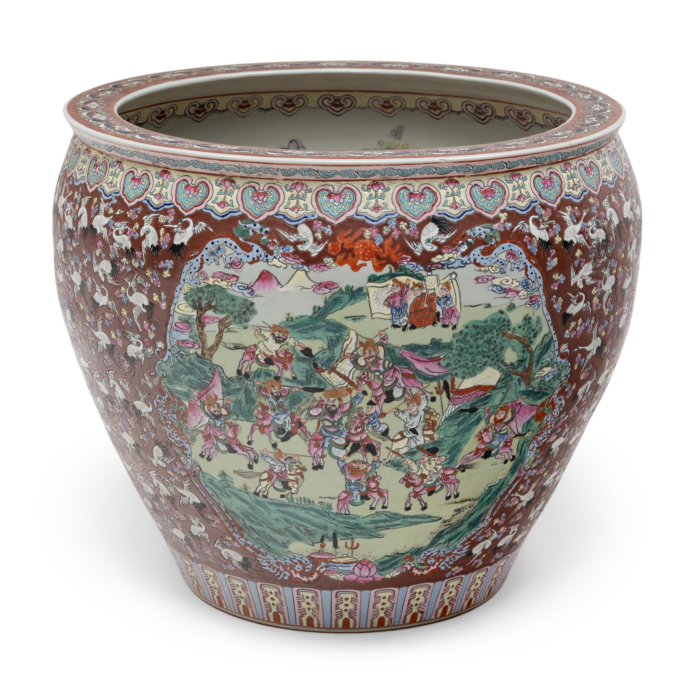 Chinese Export Chinese Famille Rose Fish Bowl with One Hundred Cranes