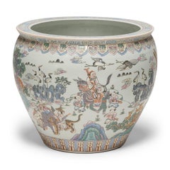 Chinese Famille Rose Fish Bowl with Peach Banquet, c. 1900