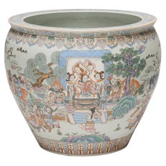 Chinese Famille Rose Fish Bowl with Peach Banquet, c. 1900