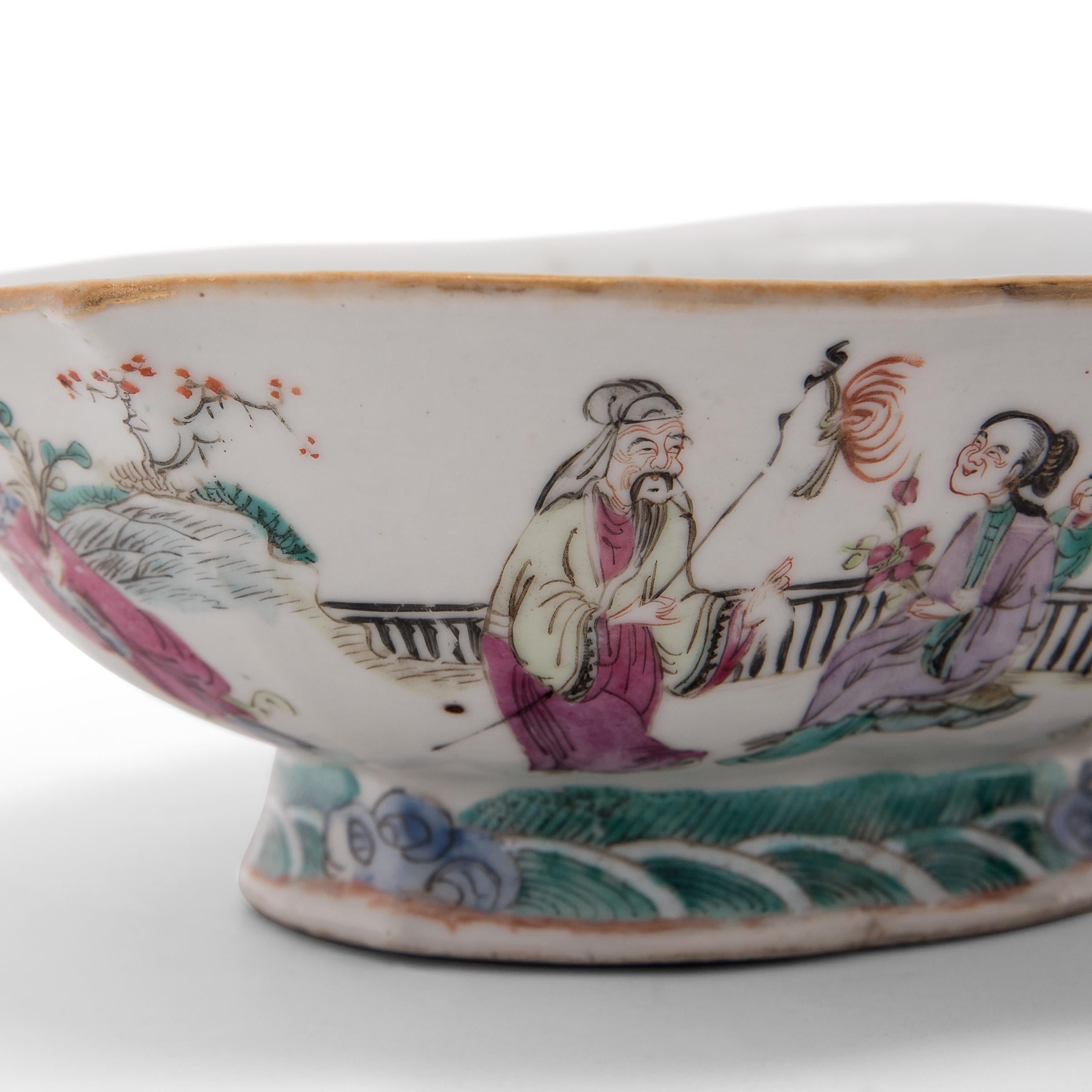 19th Century Chinese Famille Rose Footed Offering Bowl, c. 1850