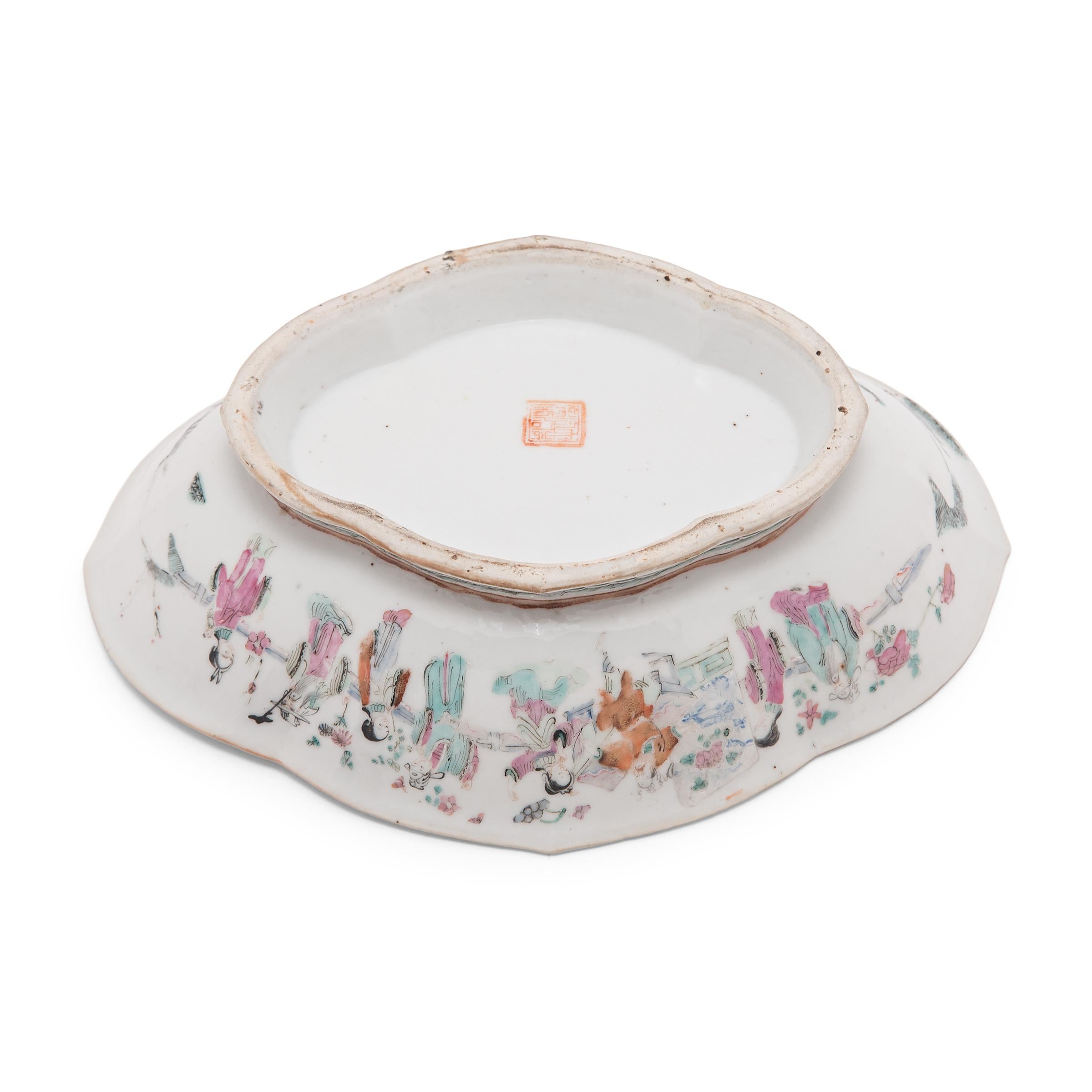 Porcelain Chinese Famille Rose Footed Offering Bowl, c. 1850