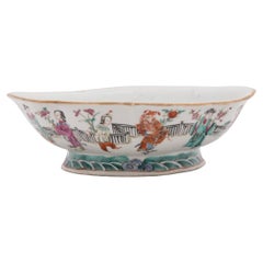 Antique Chinese Famille Rose Footed Offering Bowl, c. 1850