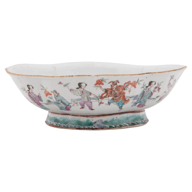 Chinese Famille Rose Footed Offering Bowl, c. 1900 For Sale