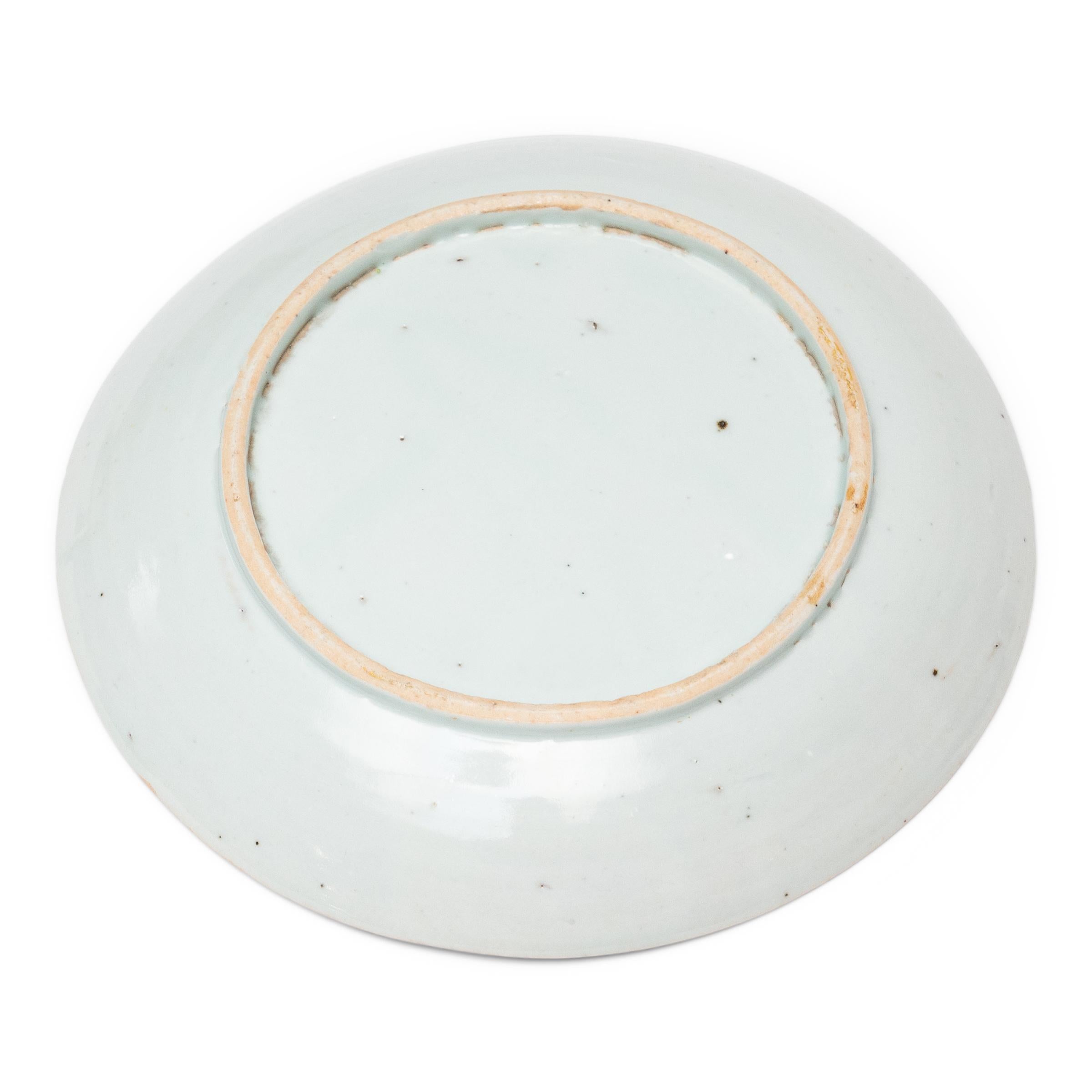 Enameled Chinese Famille Rose Four Flowers Plate, c. 1900 For Sale