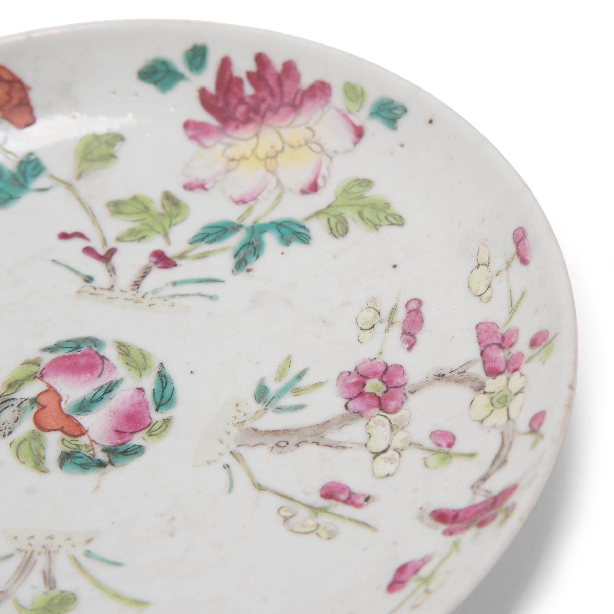 Enameled Chinese Famille Rose Four Seasons Plate, C. 1900