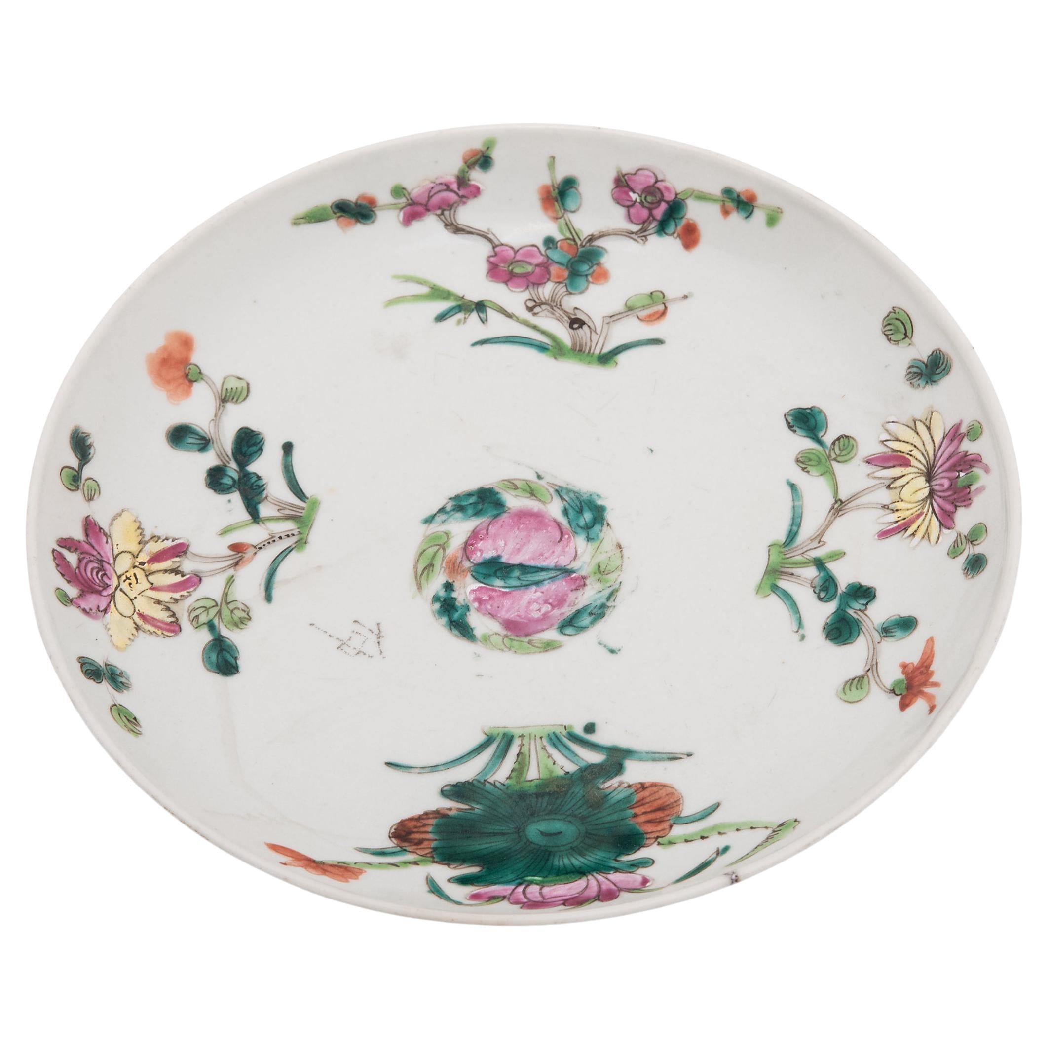 Chinese Famille Rose Four Seasons Plate, c. 1900 For Sale