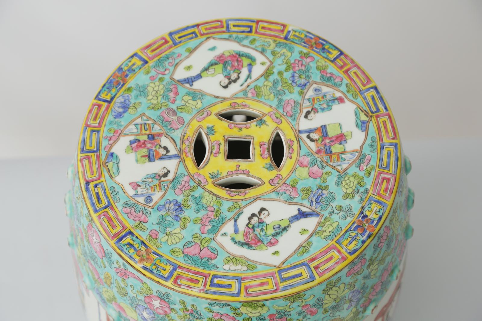 Chinese Famille Rose Garden Stool c. 1900 For Sale 6