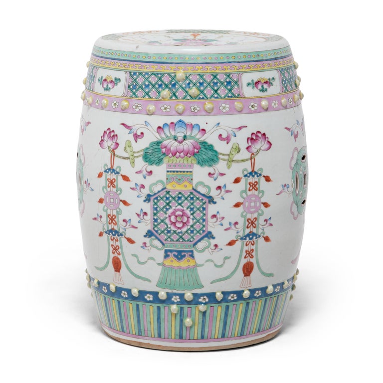 Chinese Famille Rose Garden Stool, c. 1900 For Sale at 1stDibs