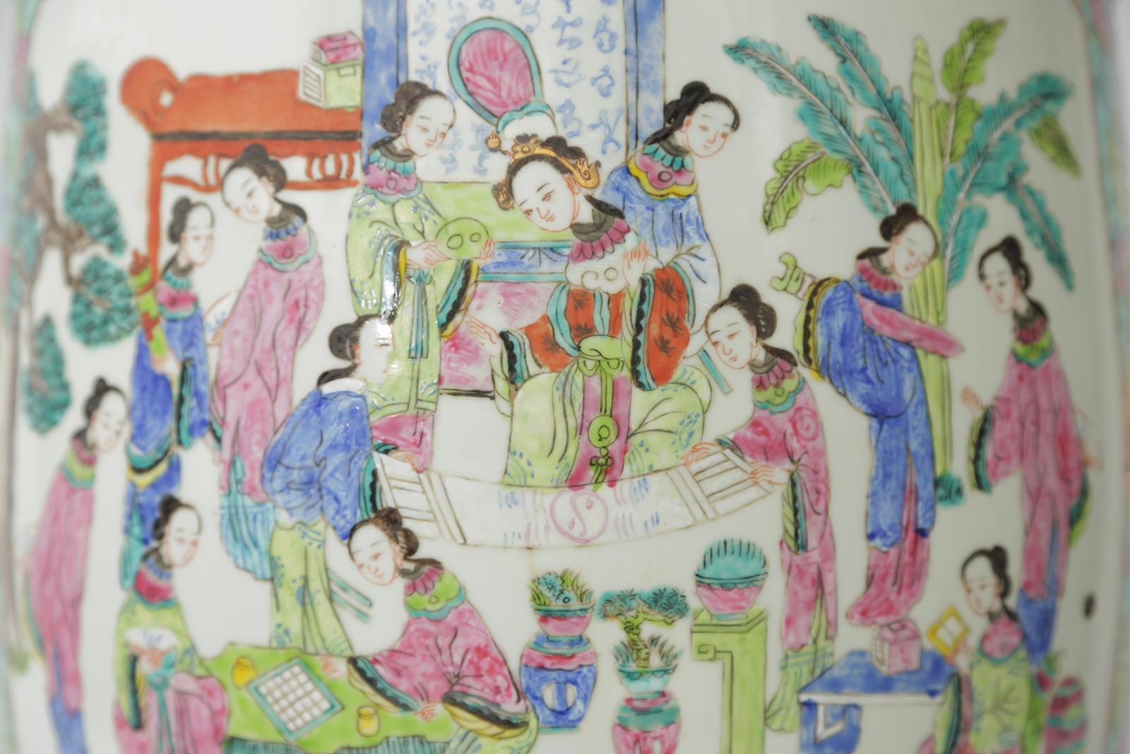 Chinesischer Famille-Rosen-Gartenhocker, um 1900 (Handbemalt) im Angebot