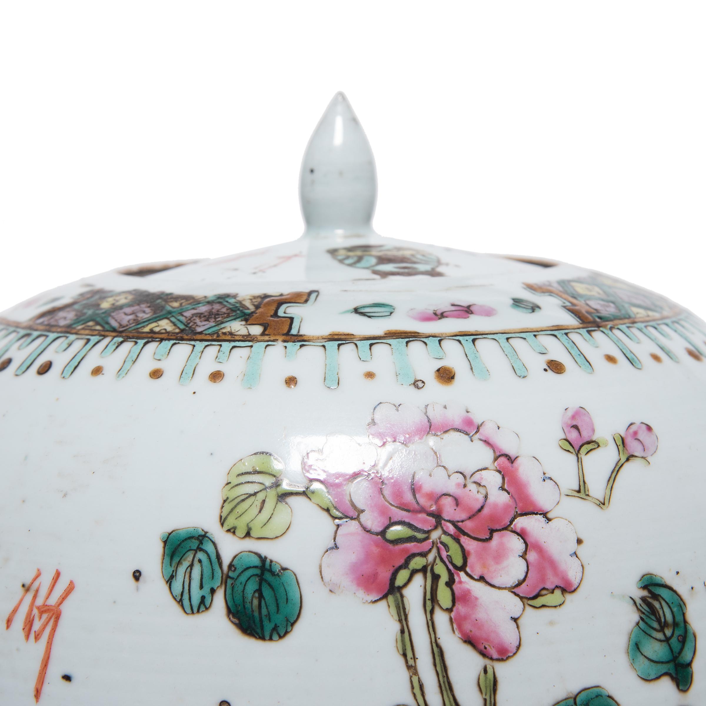 Chinese Famille Rose Ginger Jar with Ancient Censers, c. 1900 For Sale 2