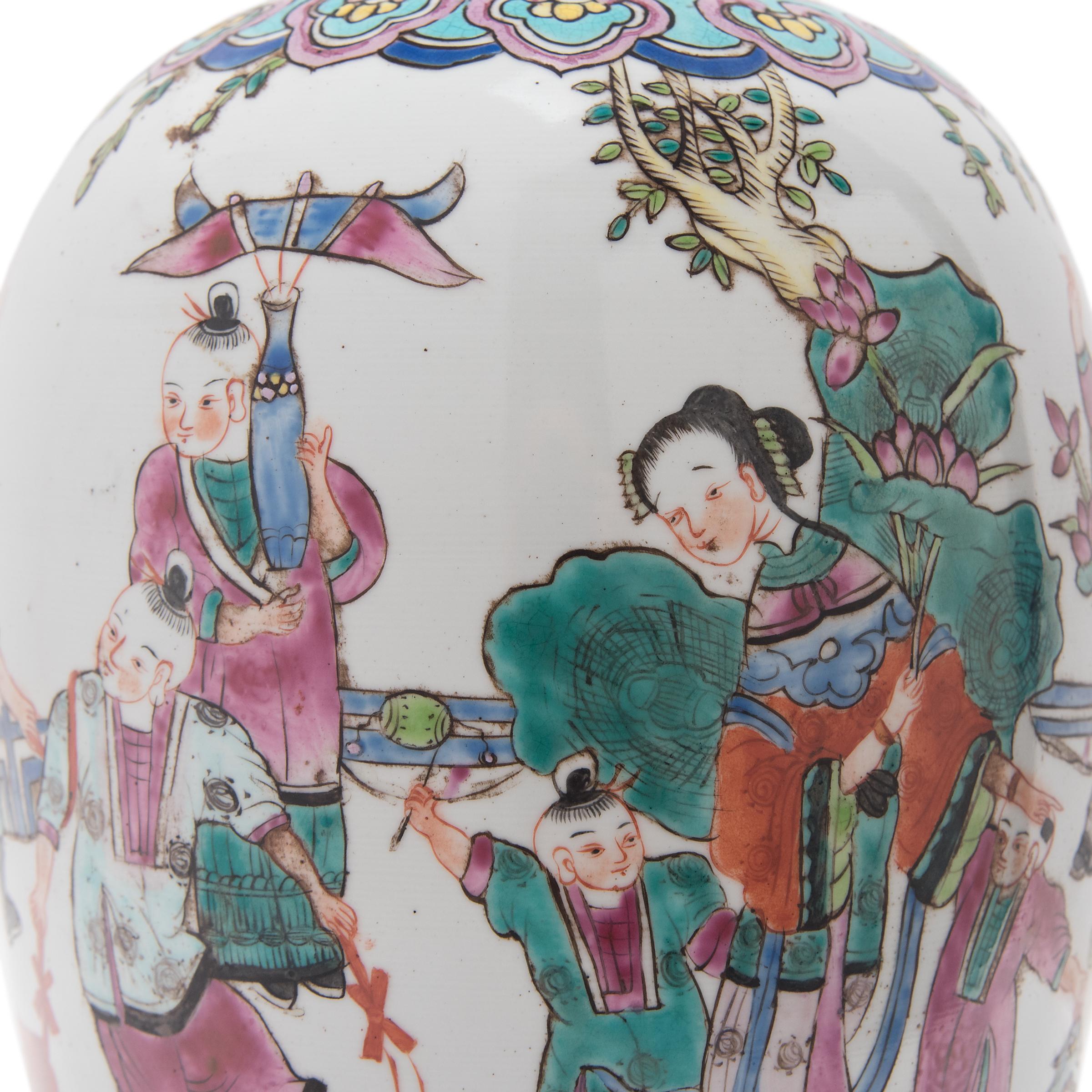 Chinese Famille Rose Ginger Jar with Boys at Play, c. 1900 1
