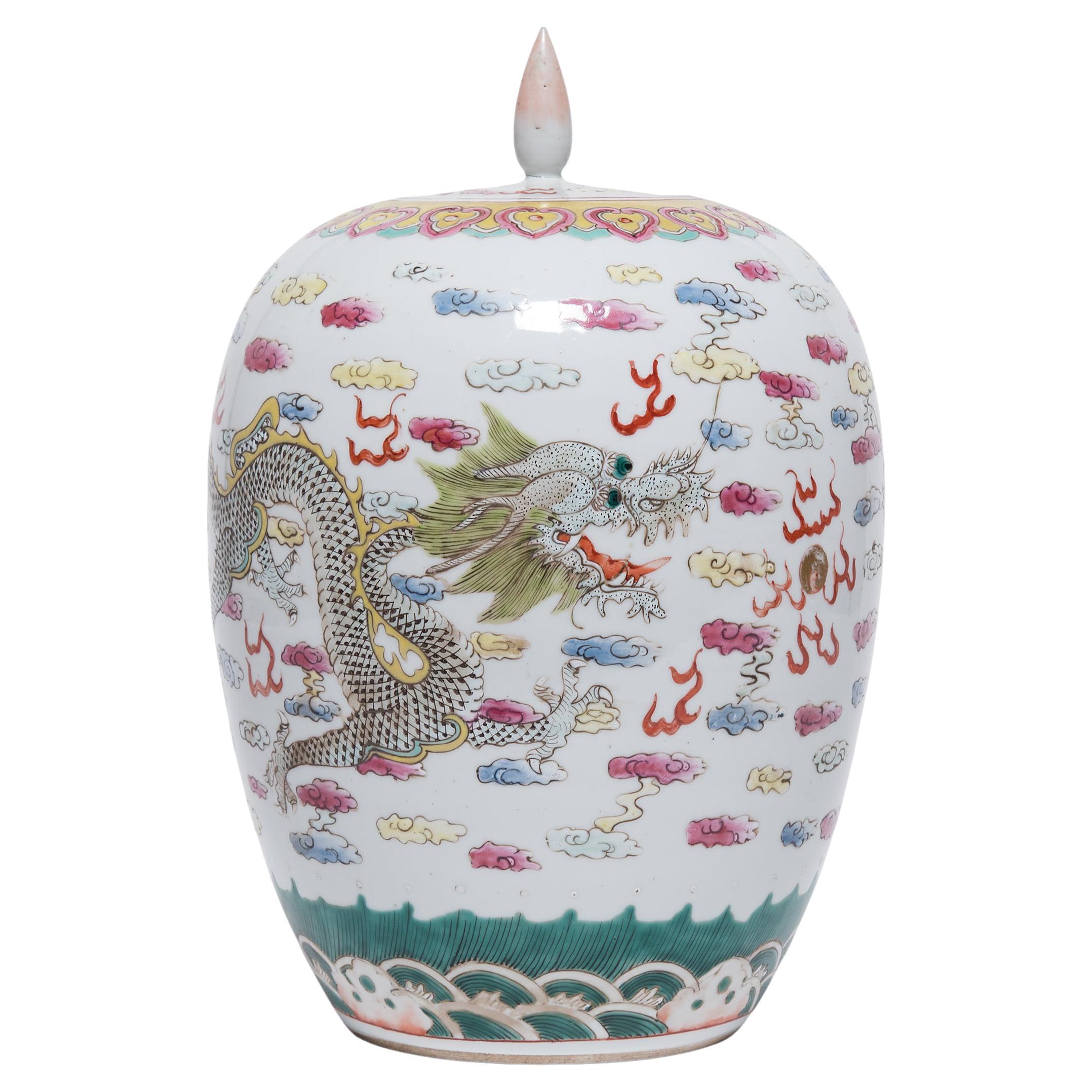 Chinese Famille Rose Ginger Jar with Celestial Dragons, c. 1900