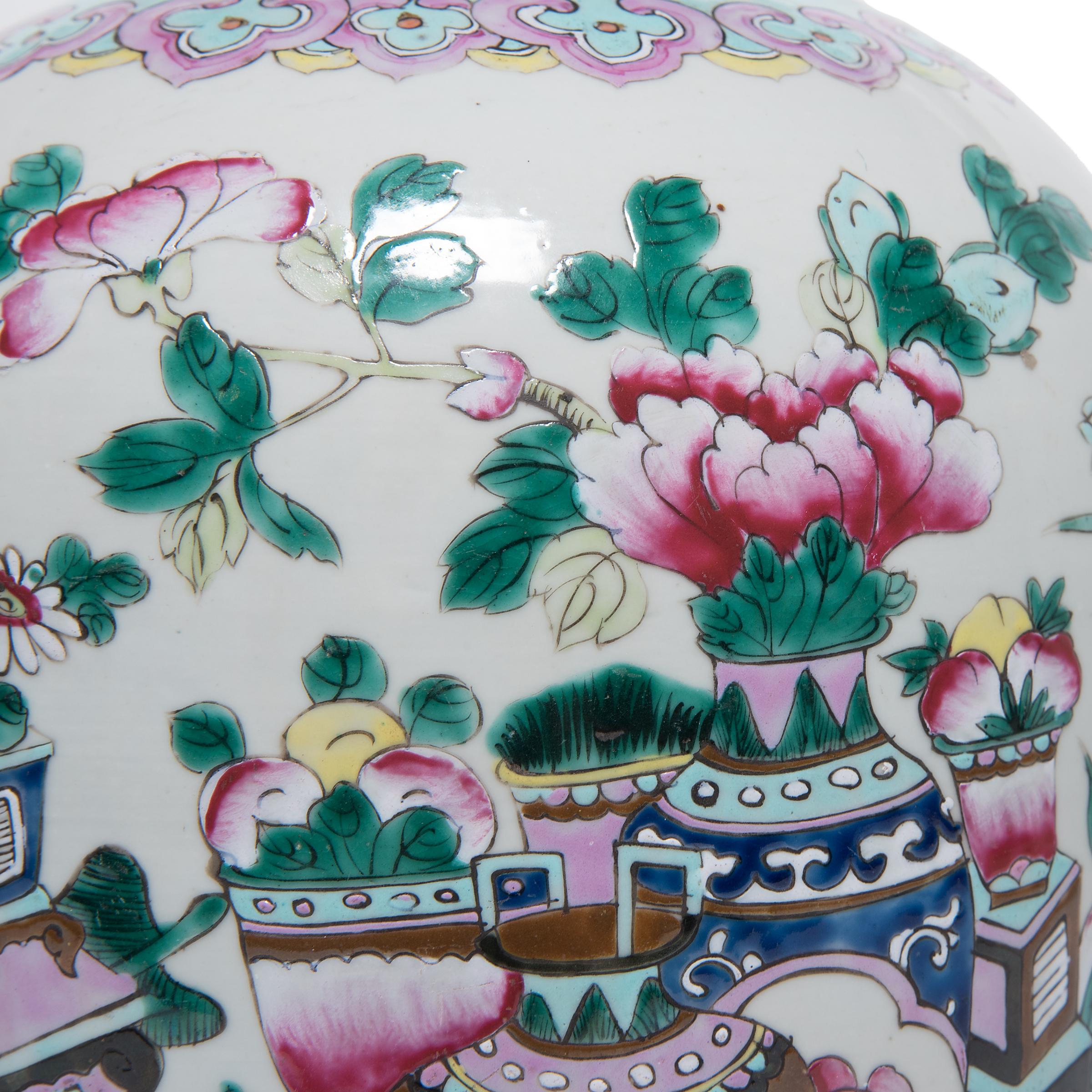 Chinese Famille Rose Ginger Jar with Fruits and Flowers, circa 1900 1