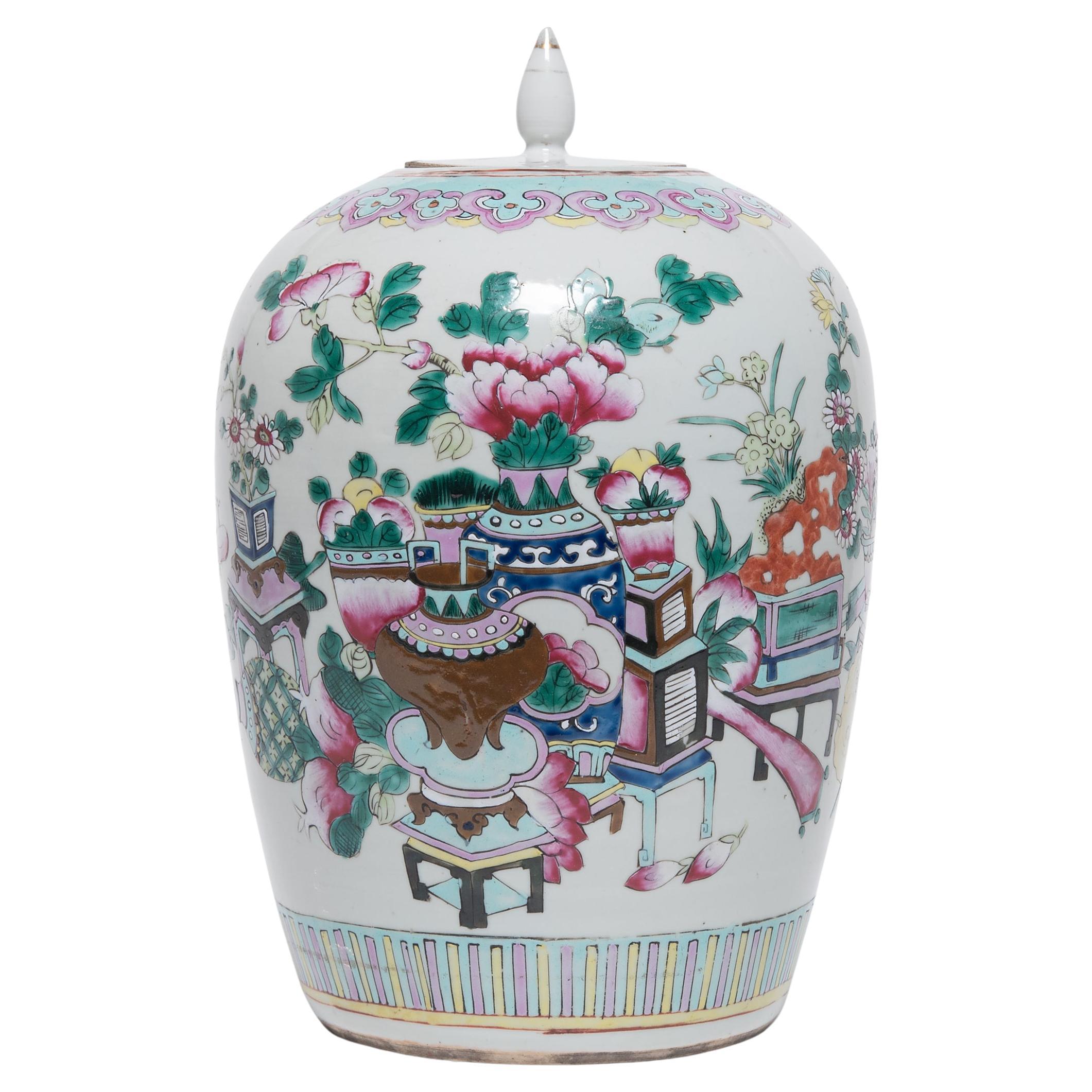 Chinese Famille Rose Ginger Jar with Fruits and Flowers, circa 1900