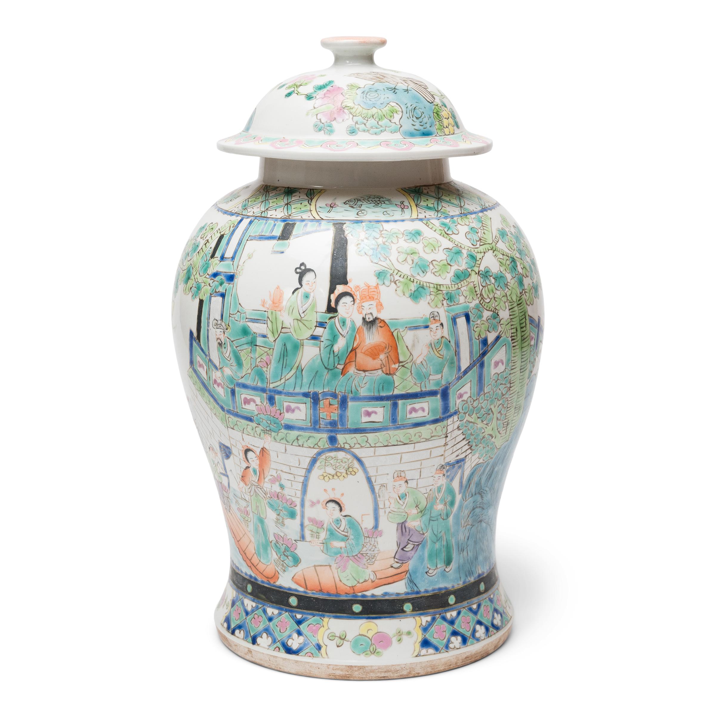 During the 18th century, Europeans provided an eager market for Chinese export porcelain, especially the colorful and fanciful ware known as “famille rose.” Named for a palette of opaque overglaze enamels that favored roses and pinks, famille rose
