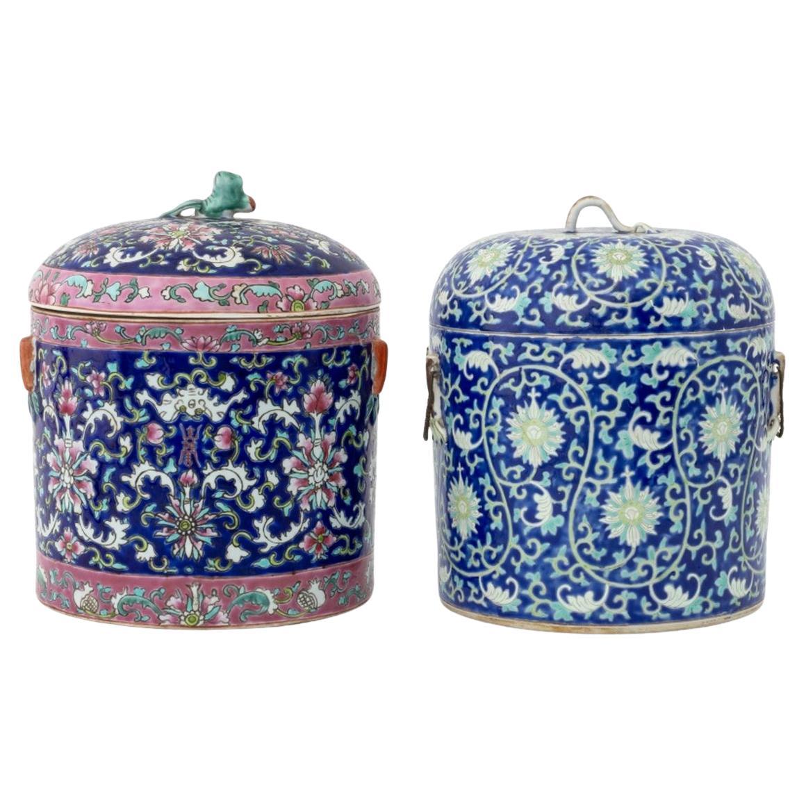 Chinesische Famille Rose-Ingwer-Gläser, 2 im Angebot