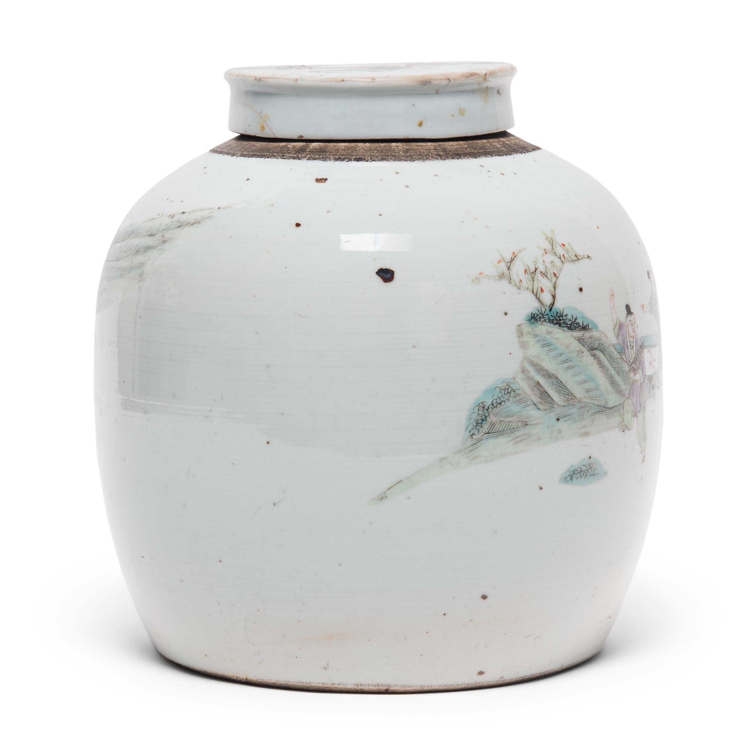 Chinese Export Chinese Famille Rose Jar with Children Playing, c. 1900 For Sale