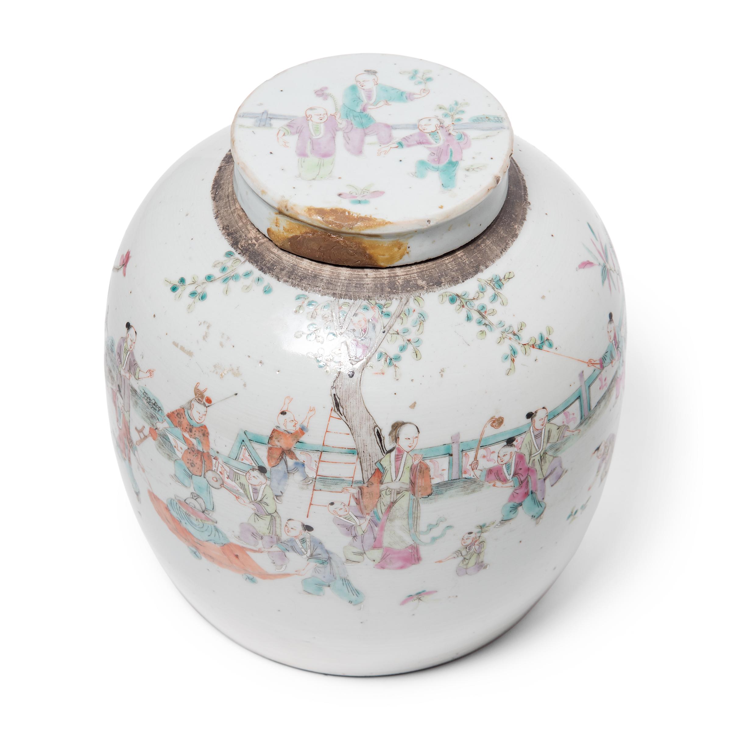 Chinese Famille Rose Jar with Children Playing, c. 1900 For Sale 1