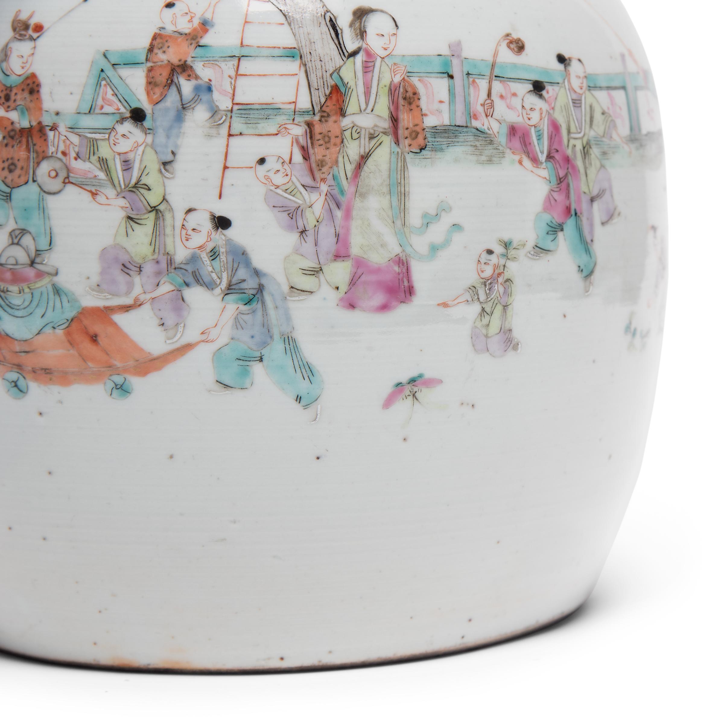 Chinese Famille Rose Jar with Children Playing, c. 1900 For Sale 2